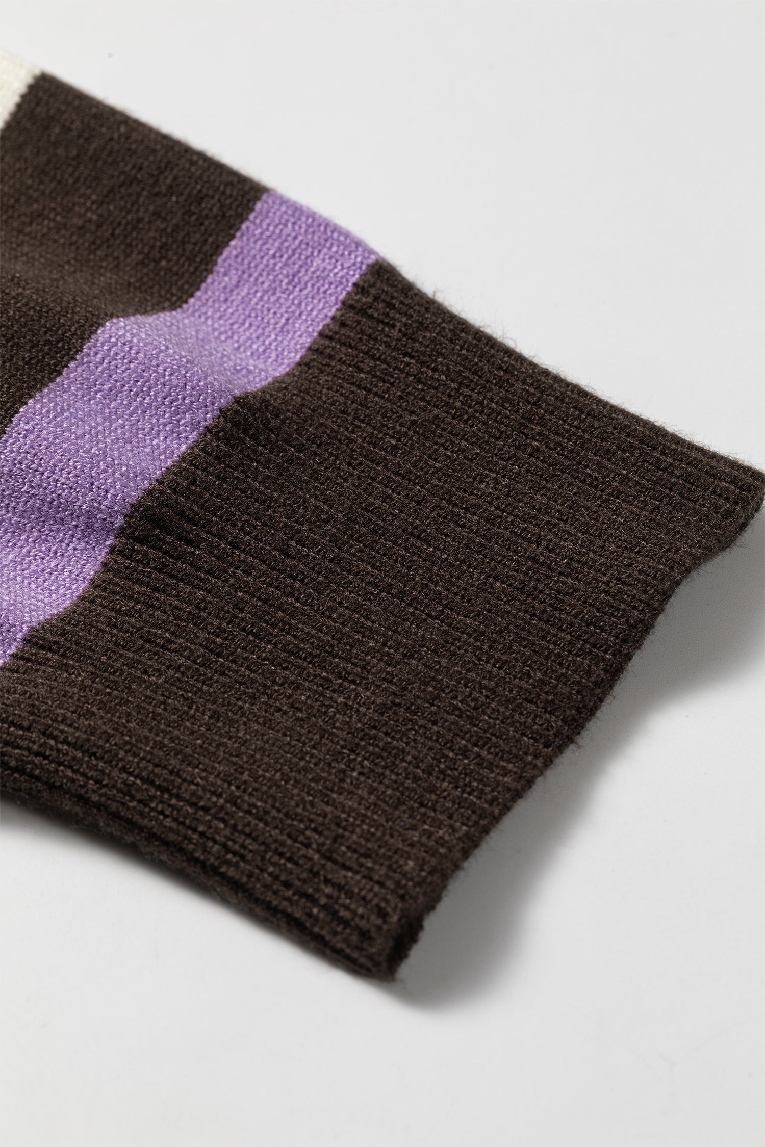 Brown Stripe Embroidered Detail Drop Shoulder Pullover Sweater