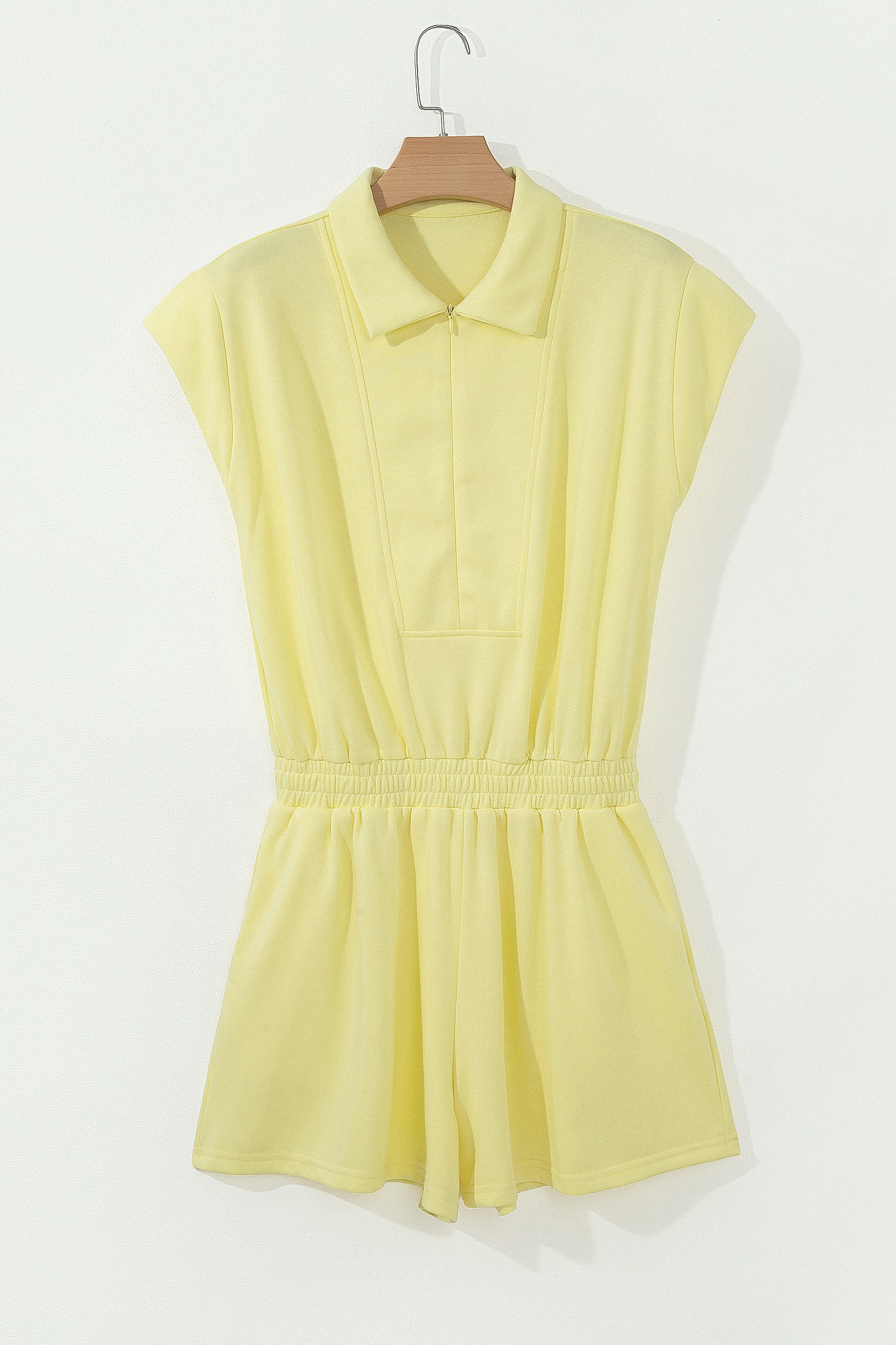Yellow Cream Half Zip Polo Tee Elastic Waist Romper