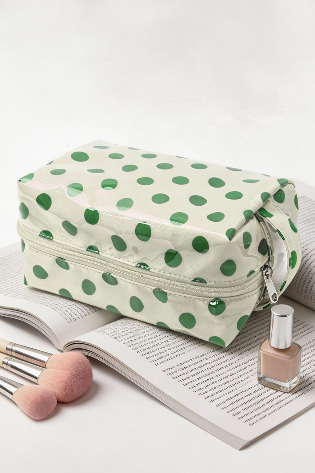 Light Pink Durable PVC Polka Dot Makeup Bag