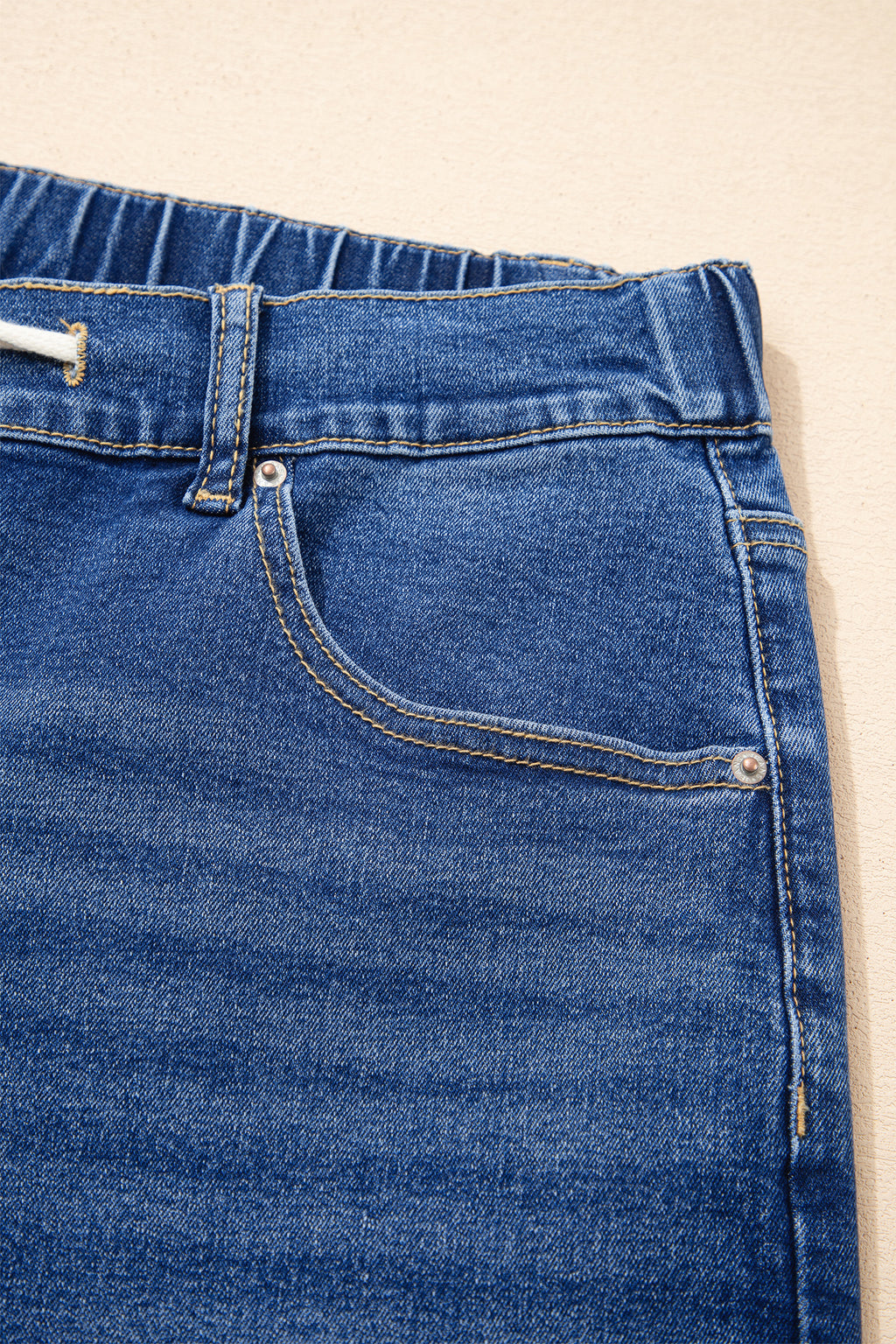 Dark Blue Acid Wash Contrast Lace-up Plus Size Jeans