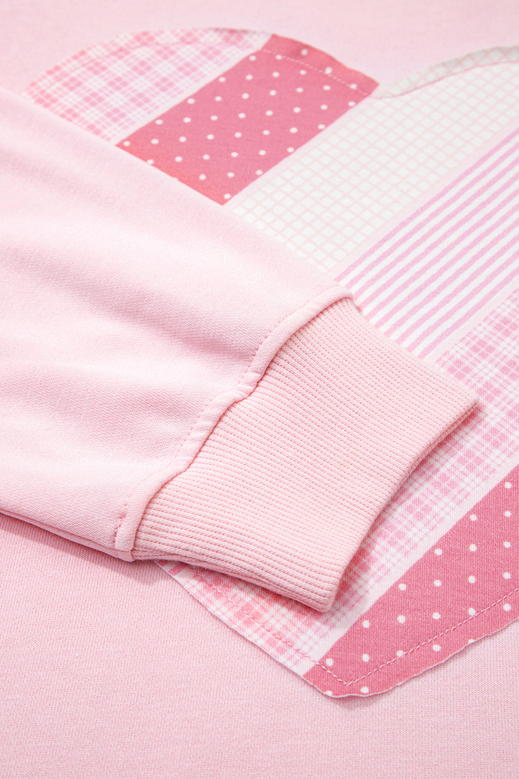 Light Pink Sweetheart Patchwork Mockneck Oversize Sweatshirt