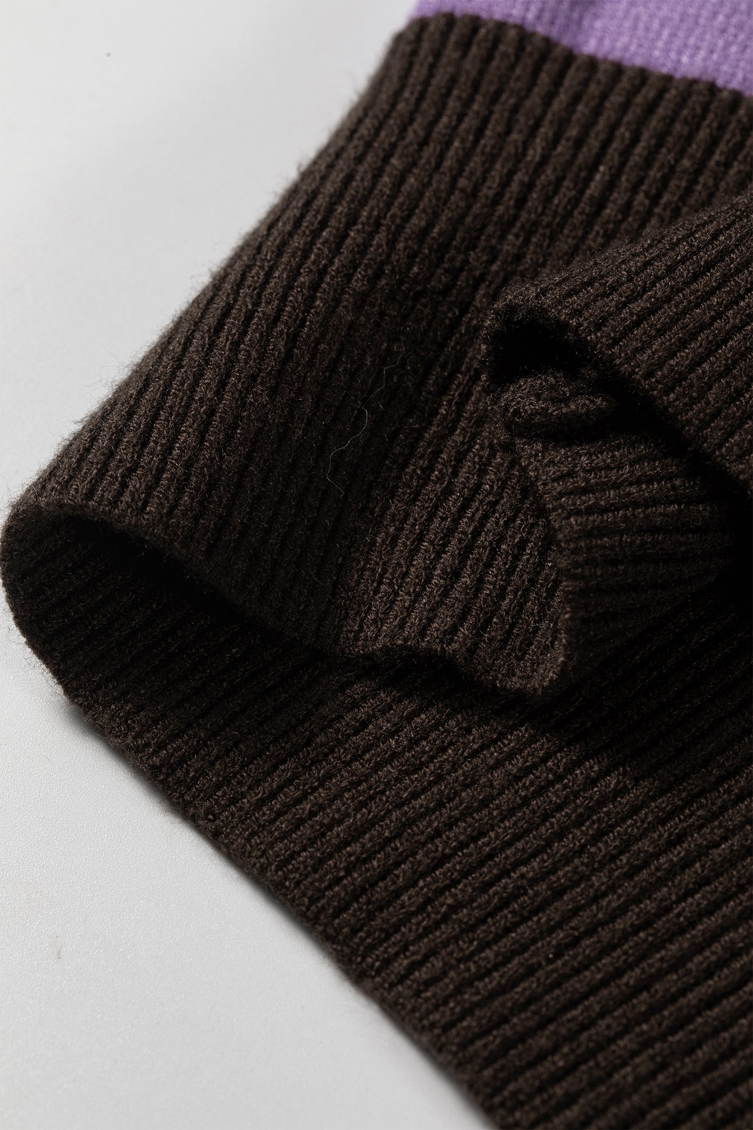 Brown Stripe Embroidered Detail Drop Shoulder Pullover Sweater
