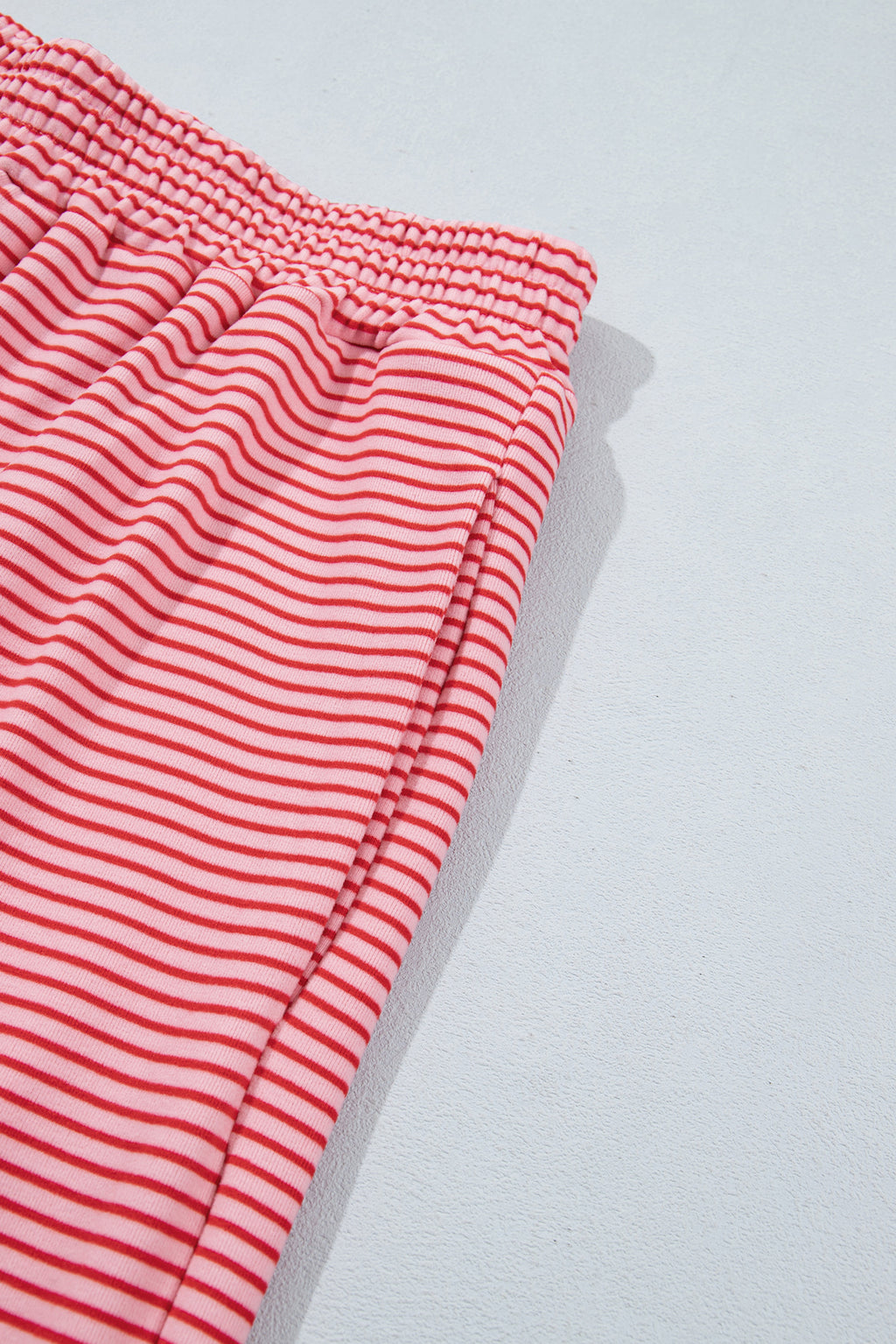 Pink Striped Drop Shoulder Long Sleeve Pant Set