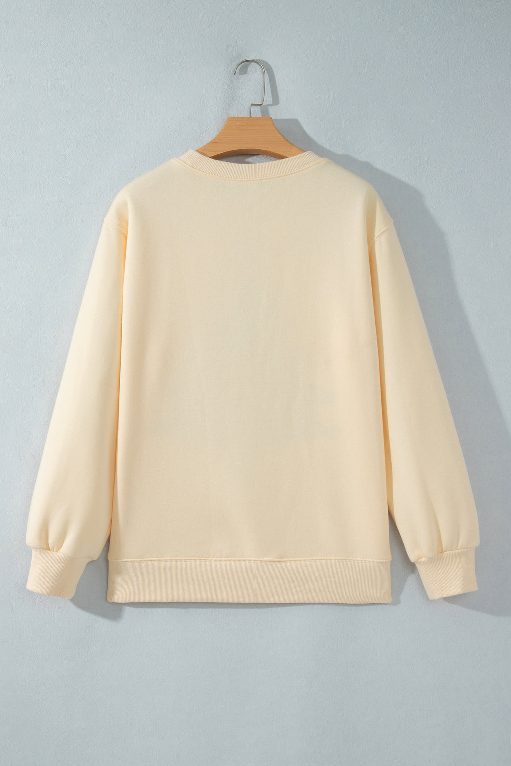 Apricot Merry Christmas and Happy New Year Embroidered Holiday Slogan Sweatshirt