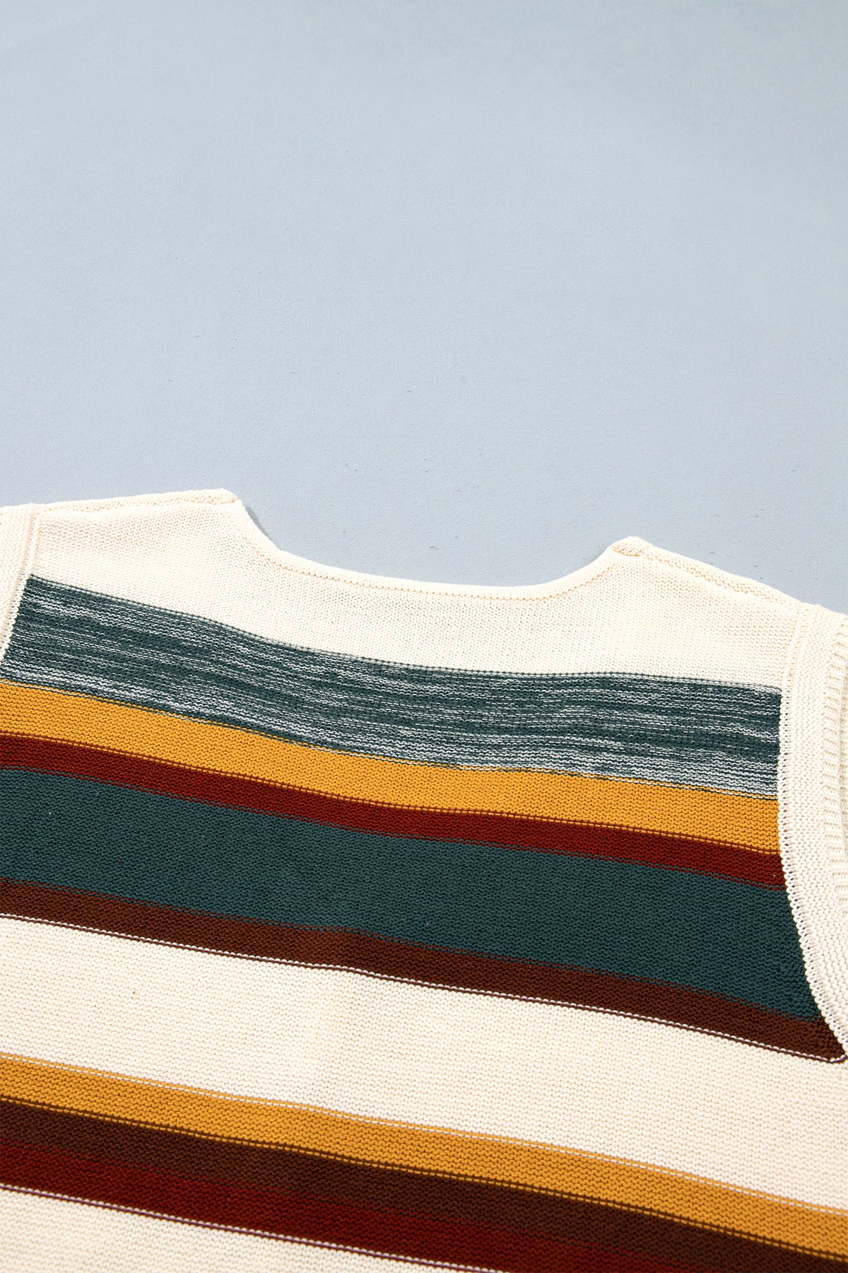 Multicolour Striped Button Front Sleeveless Knit Regular Fit Sweater Vest