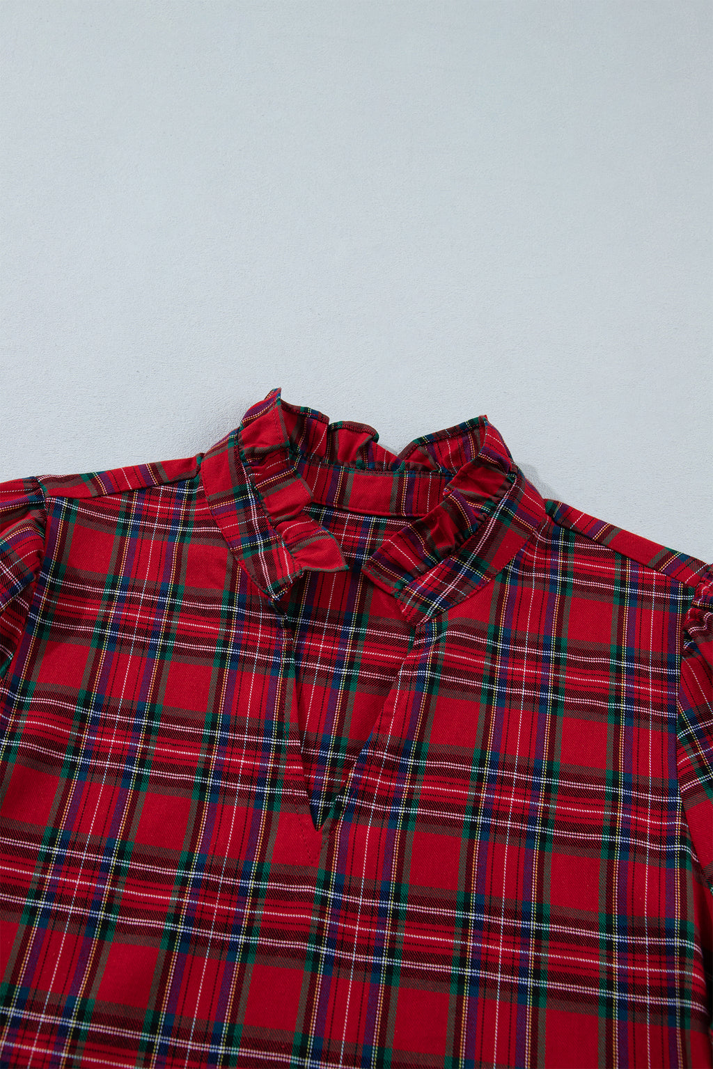 Red Plaid Long Sleeve Mini Shift Silhouette Decoration Dress