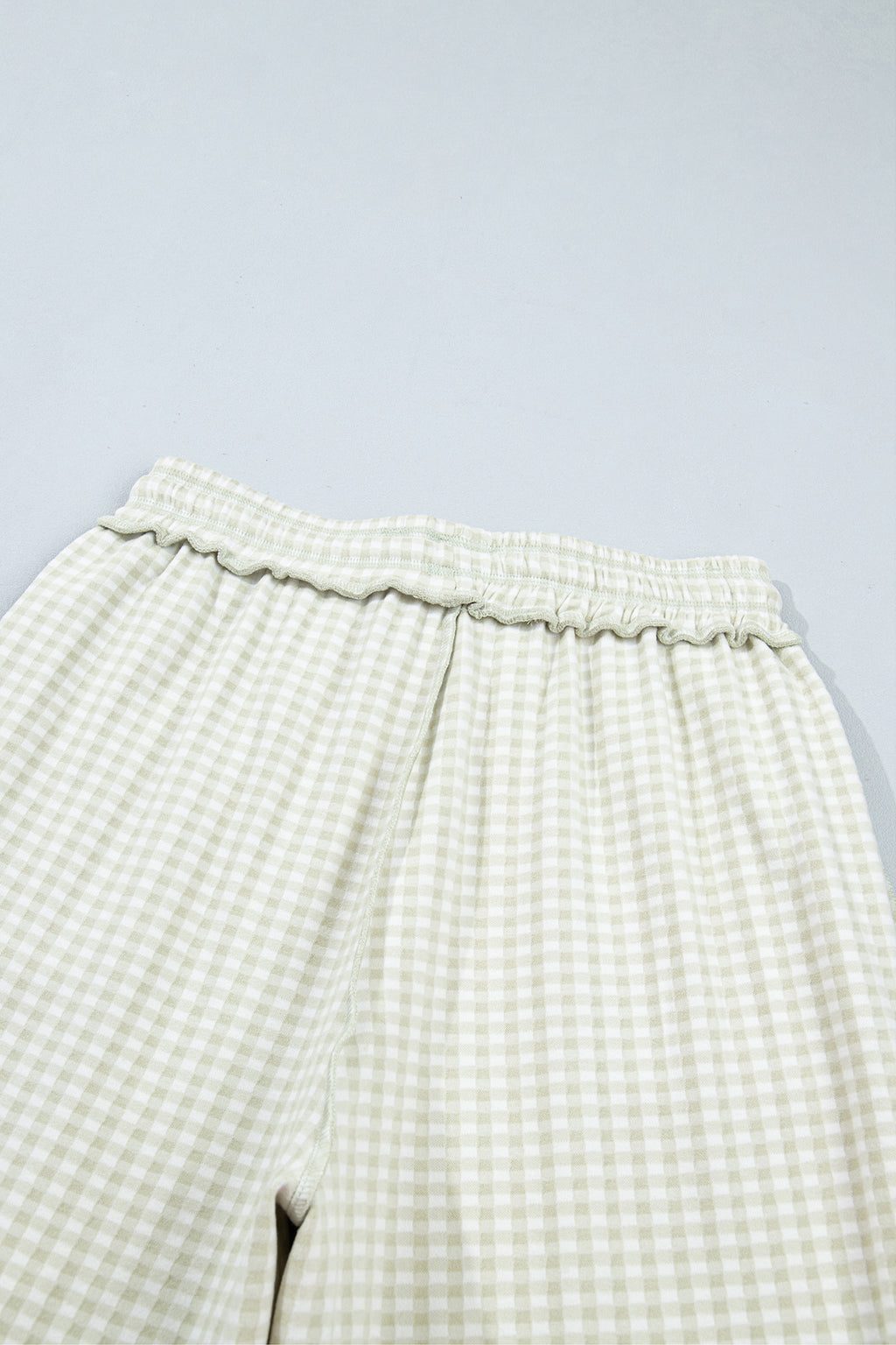 Green Plaid Contrast Trim Drawstring Elastic Waist Shift Pants