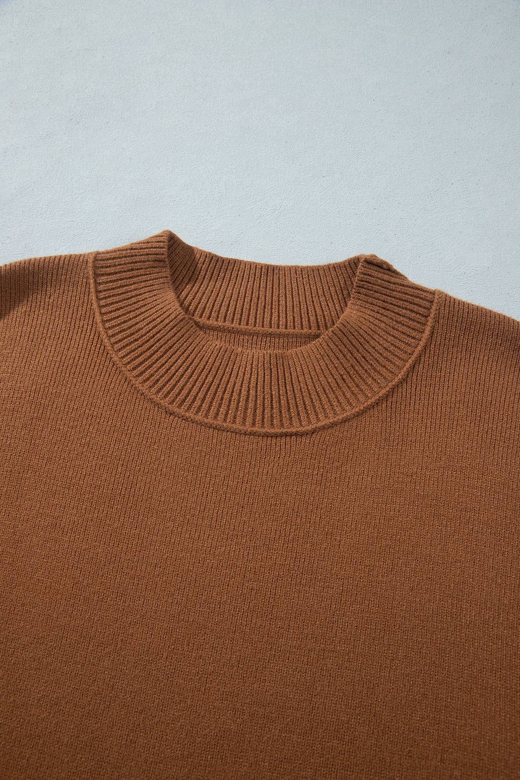Chestnut Oversized Ribbed Knit Long Sleeve Tunic Plus Size Sweater