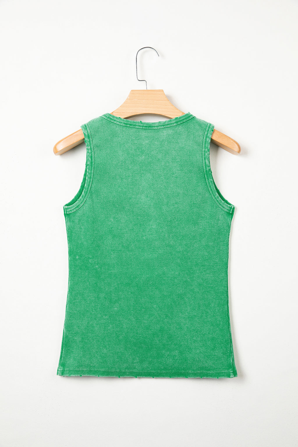 Bright Green Vintage Distressed Ribbed Mineral Wash Tank Top