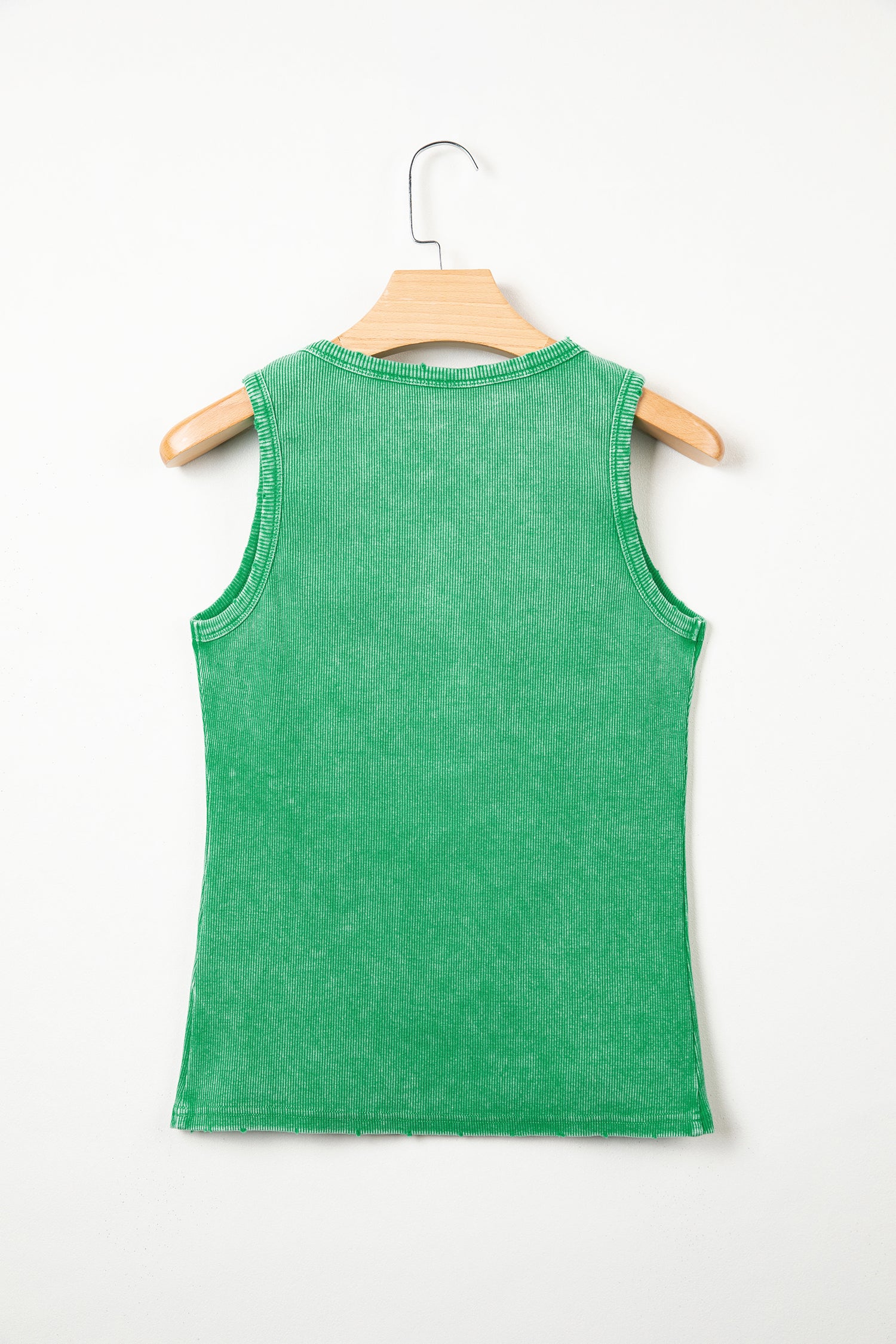 Bright Green Vintage Distressed Ribbed Mineral Wash Tank Top