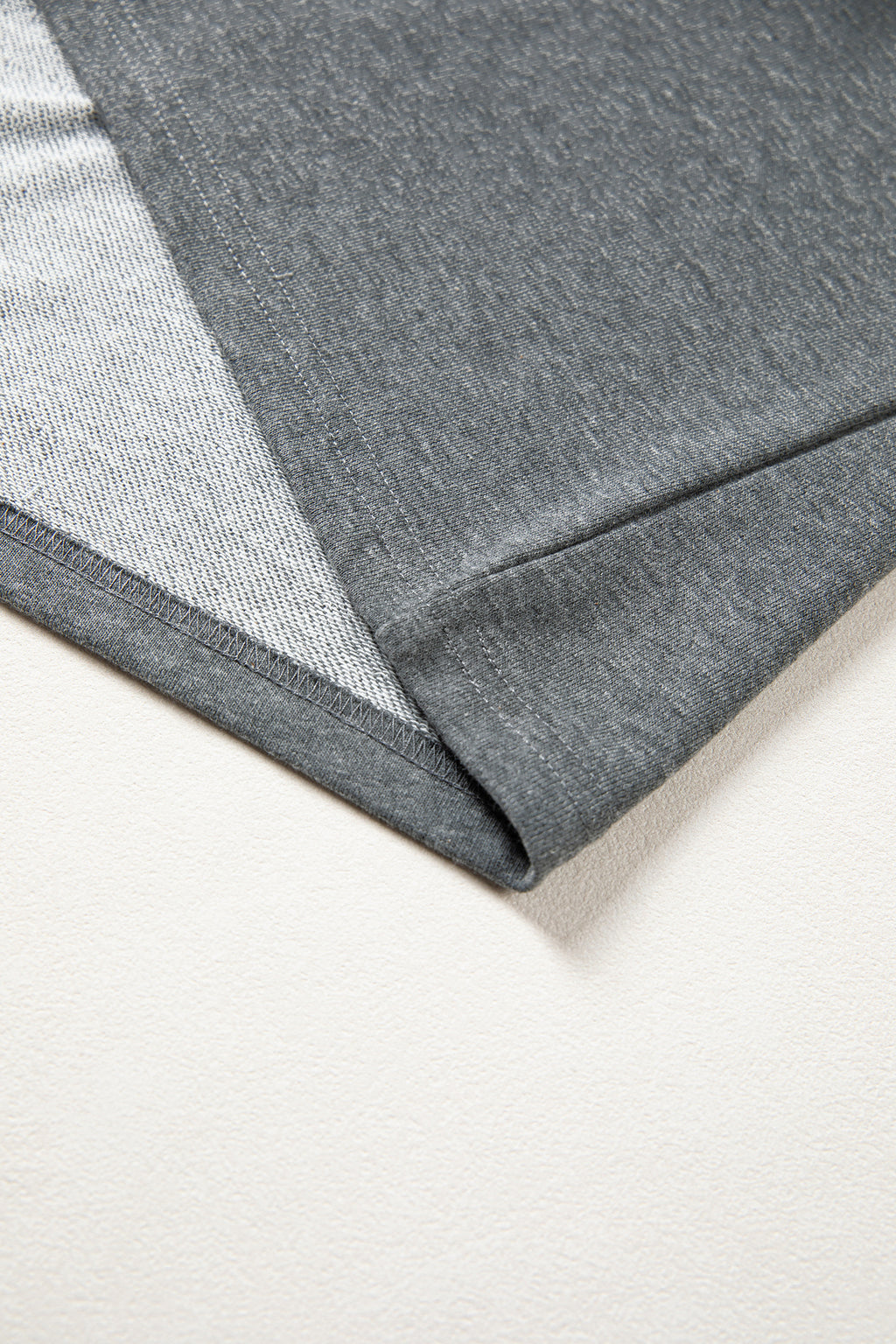Carbon Grey Denim Color Block Patchwork Shirt Collar Short Sleeve Blouse