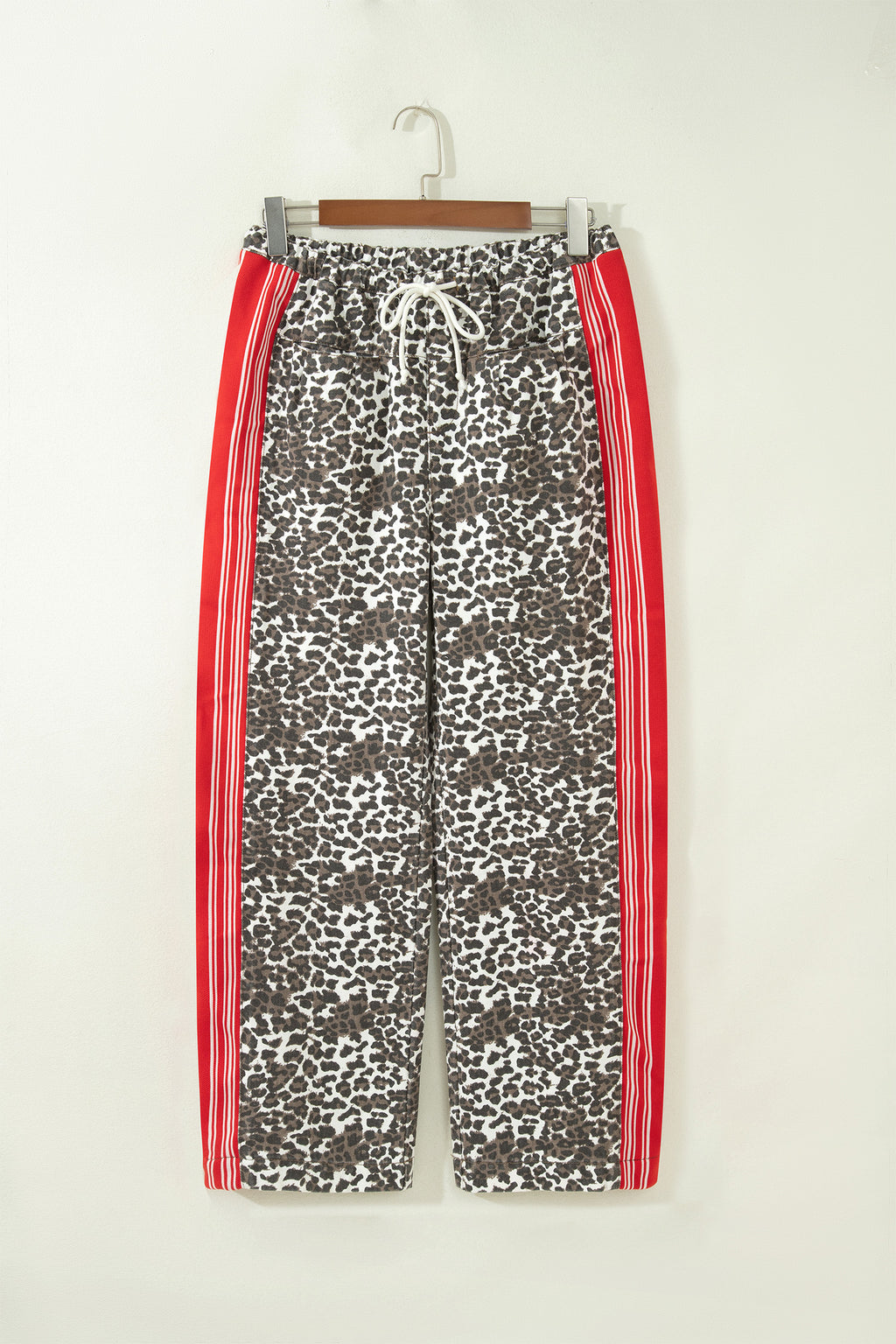 Brown Leopard Patchwork Elastic Waist Jeans