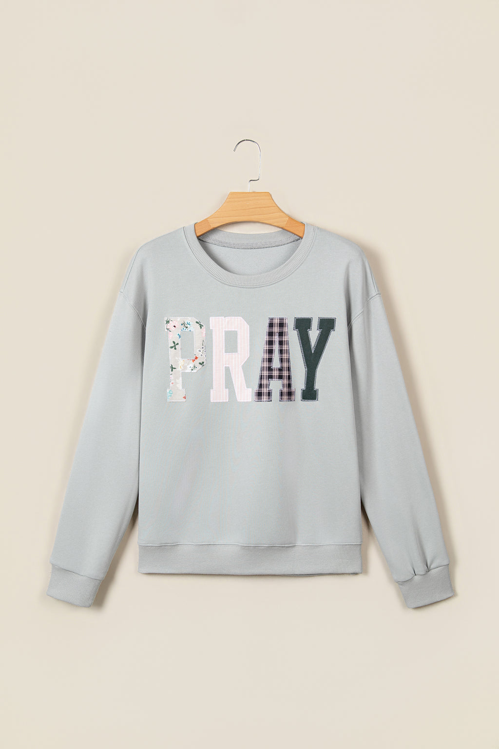 Green Bay Floral Buffalo Plaid Striped Embroidered Patch Western Pullover Sweatshirt