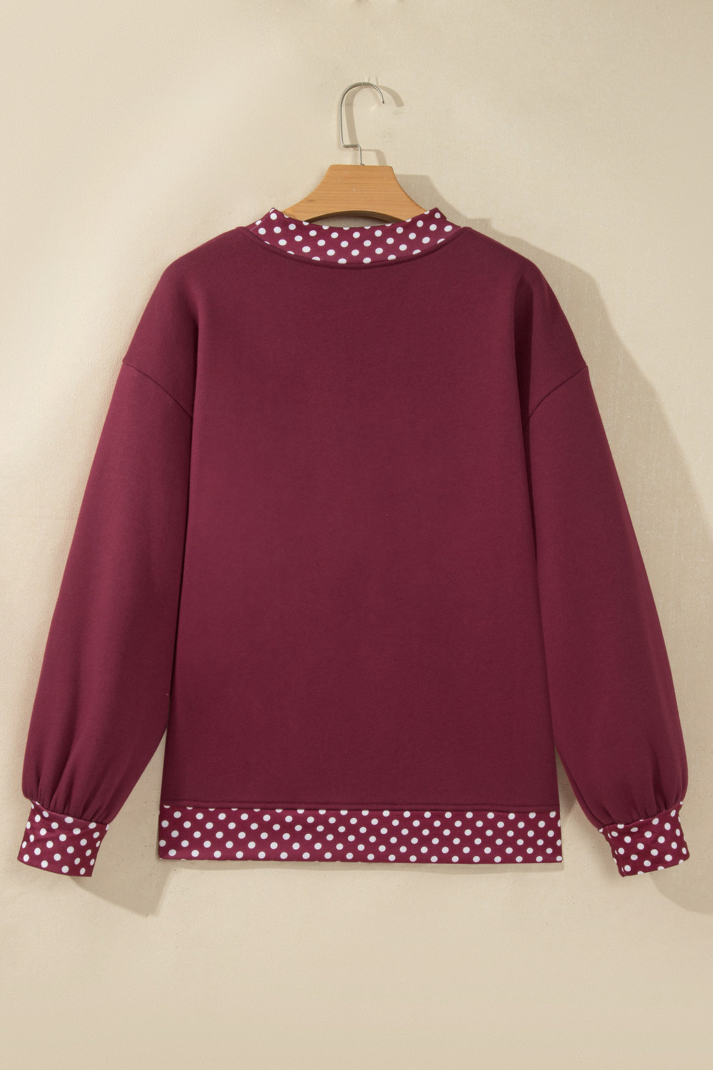 Dark Blue Colorblock Polka Dot Contrast Trim Oversized Sweatshirt