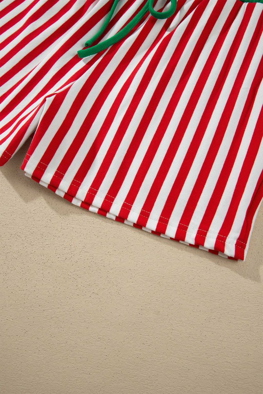 Red Stripe Colorblock Trim Polo Collar Drawstring Elastic Waist Band Casual 2pcs Outfit