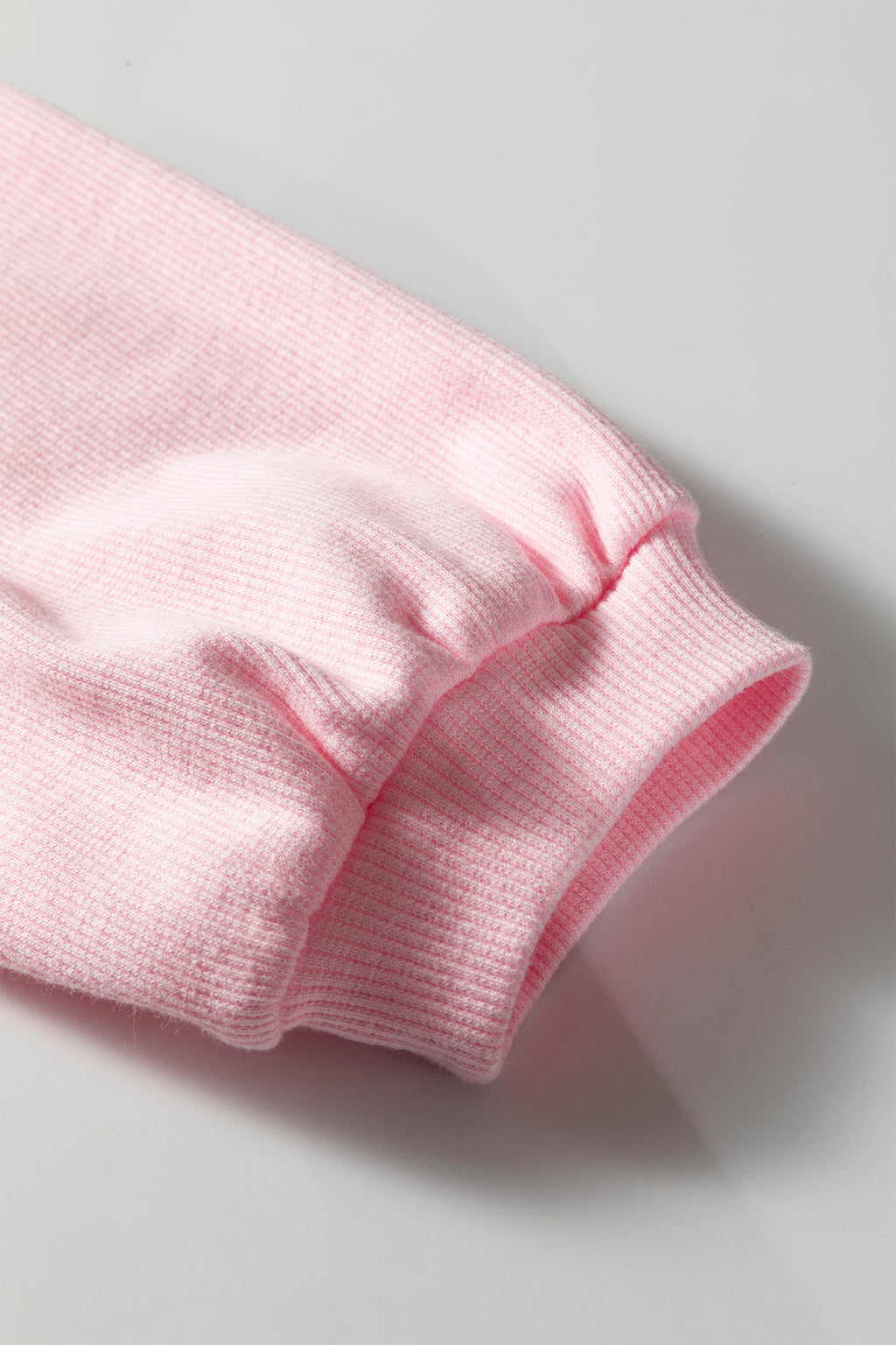Pink 3d Ribbed XOXO Heart Embroidered Drop Shoulder Sweatshirt