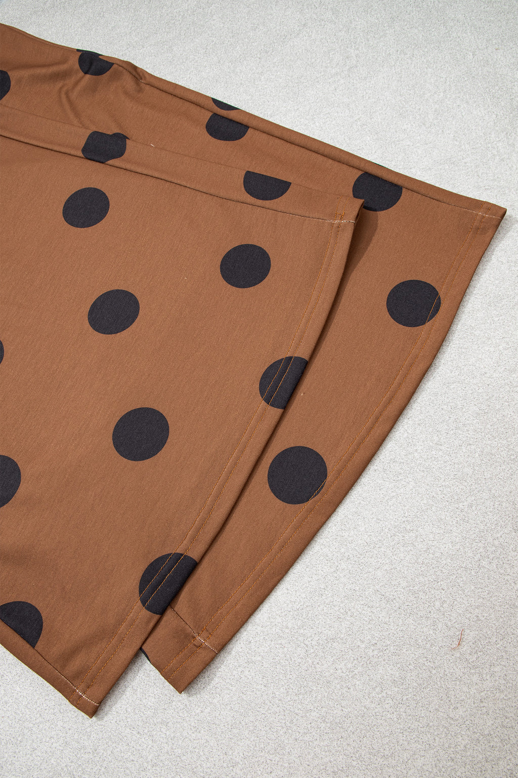 Khaki Polka Dot Wide Leg Elastic Waist Casual Pants