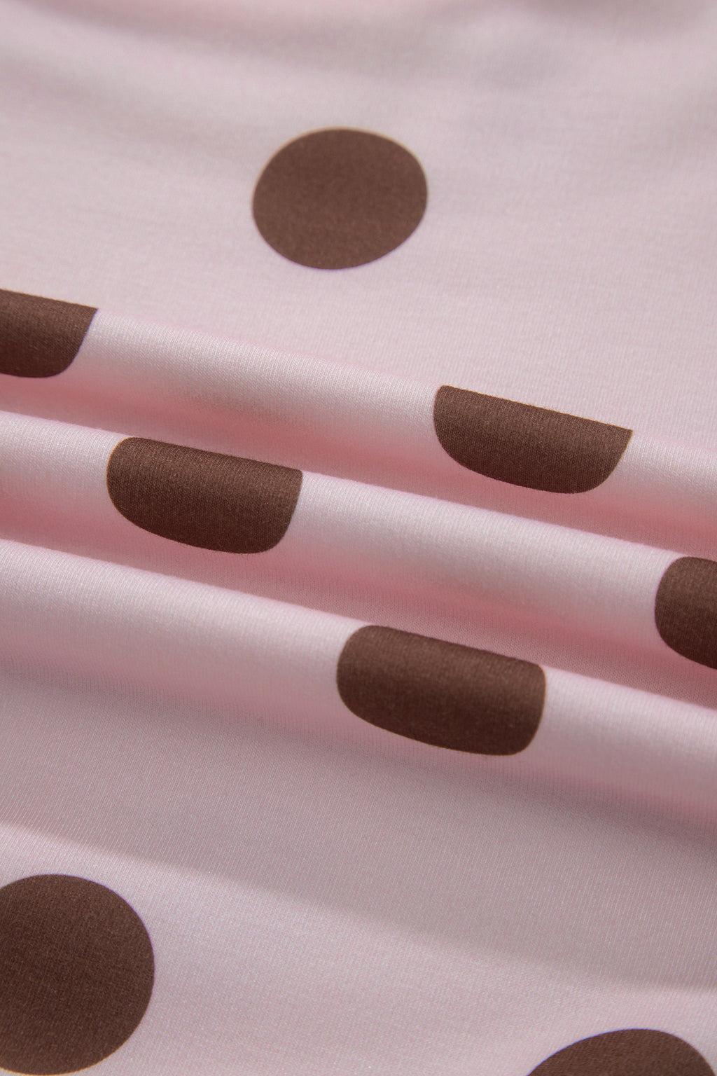 Pink Polka Dot Two Piece Set Long Sleeve Casual Skirt Set