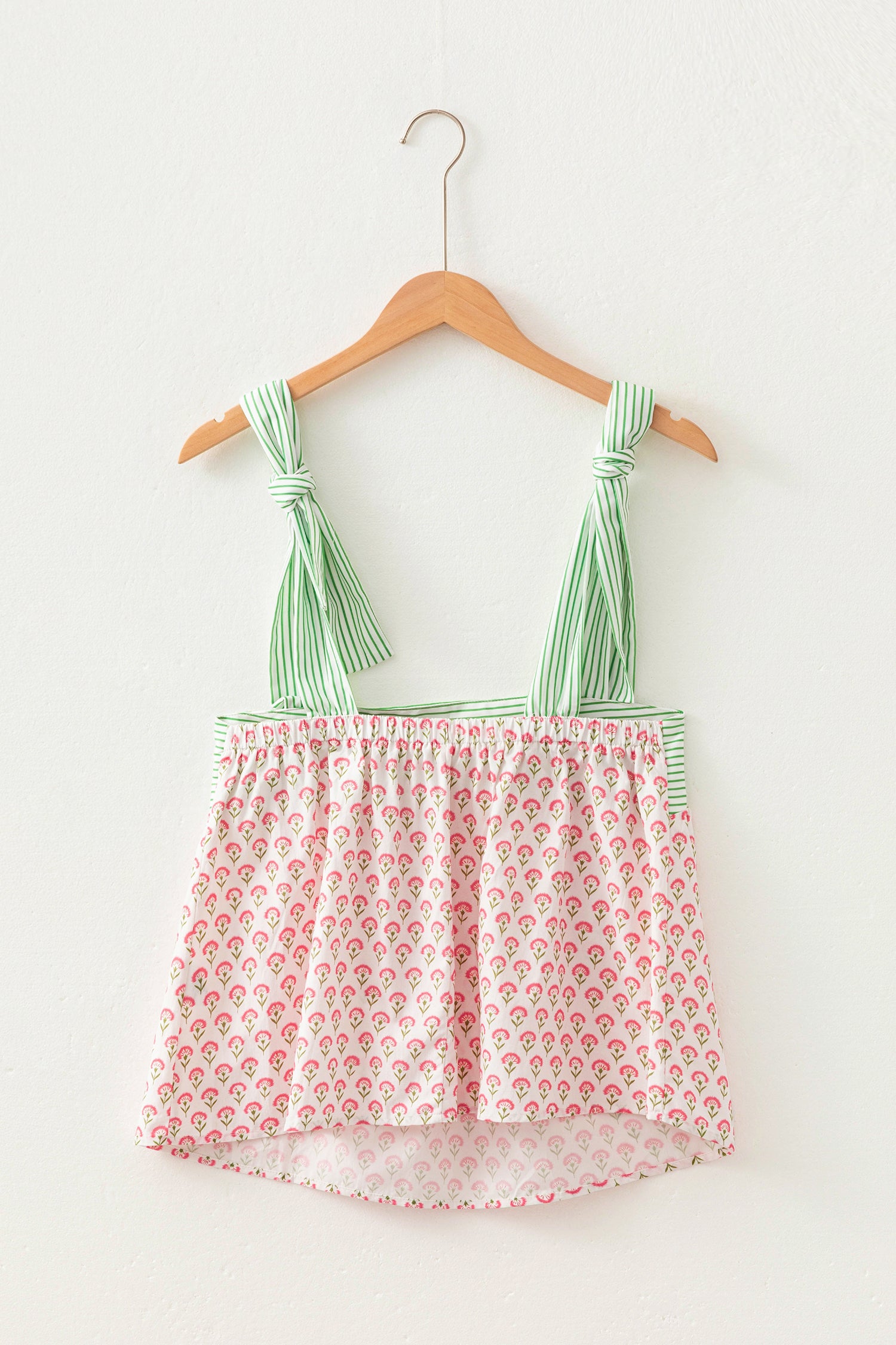 Pink Fashion Printed Knot Straps Babydoll Tank Top