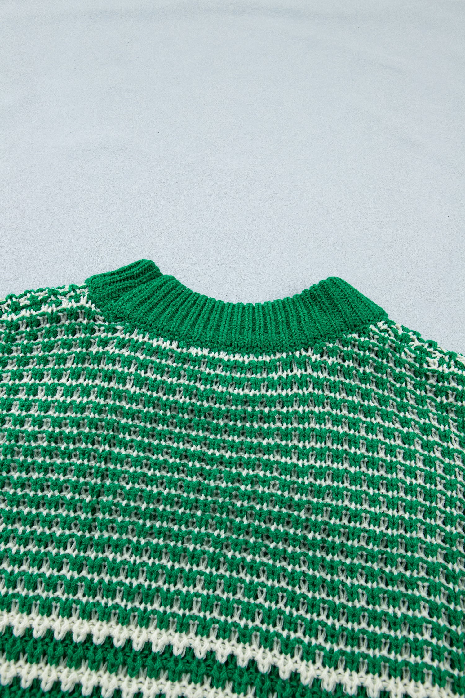 Green Stripe 3/4 Draped Sleeve Slouchy Sweater