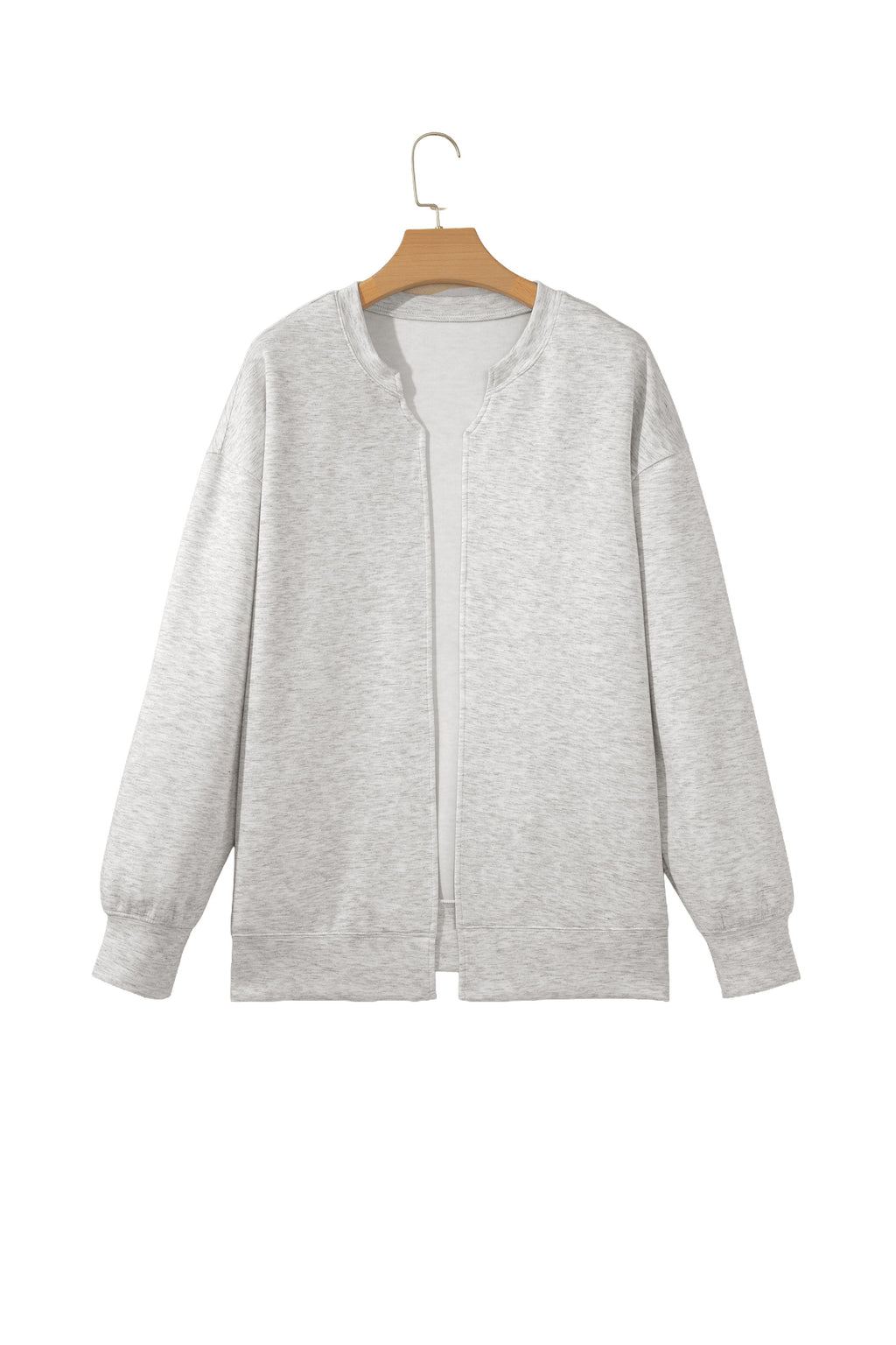 Light Grey Solid Color Zip Front Jacket Style Sweatshirt