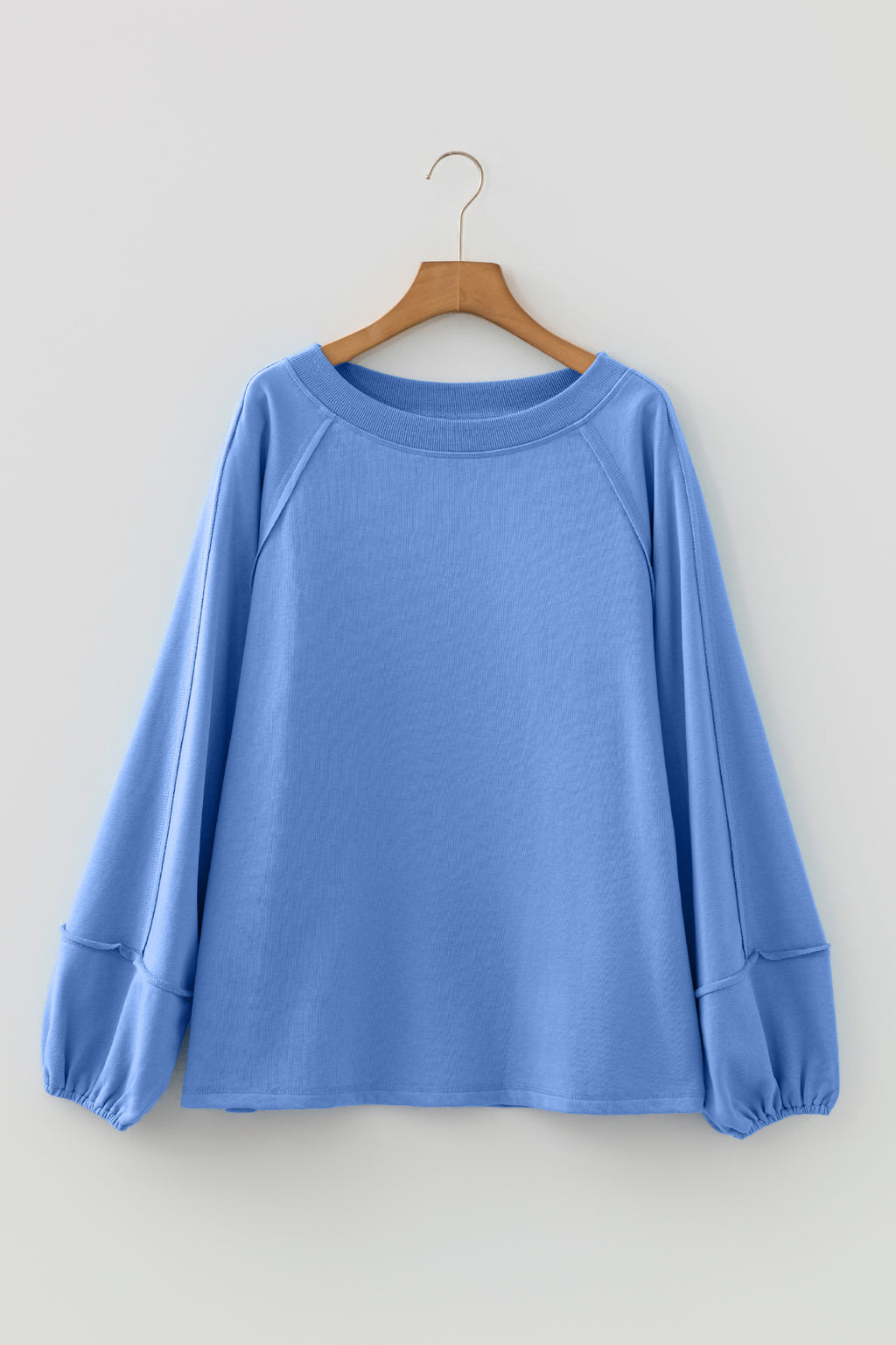 Orchid Petal Solid Color Raw Seam Patchwork Baggy Sweatshirt