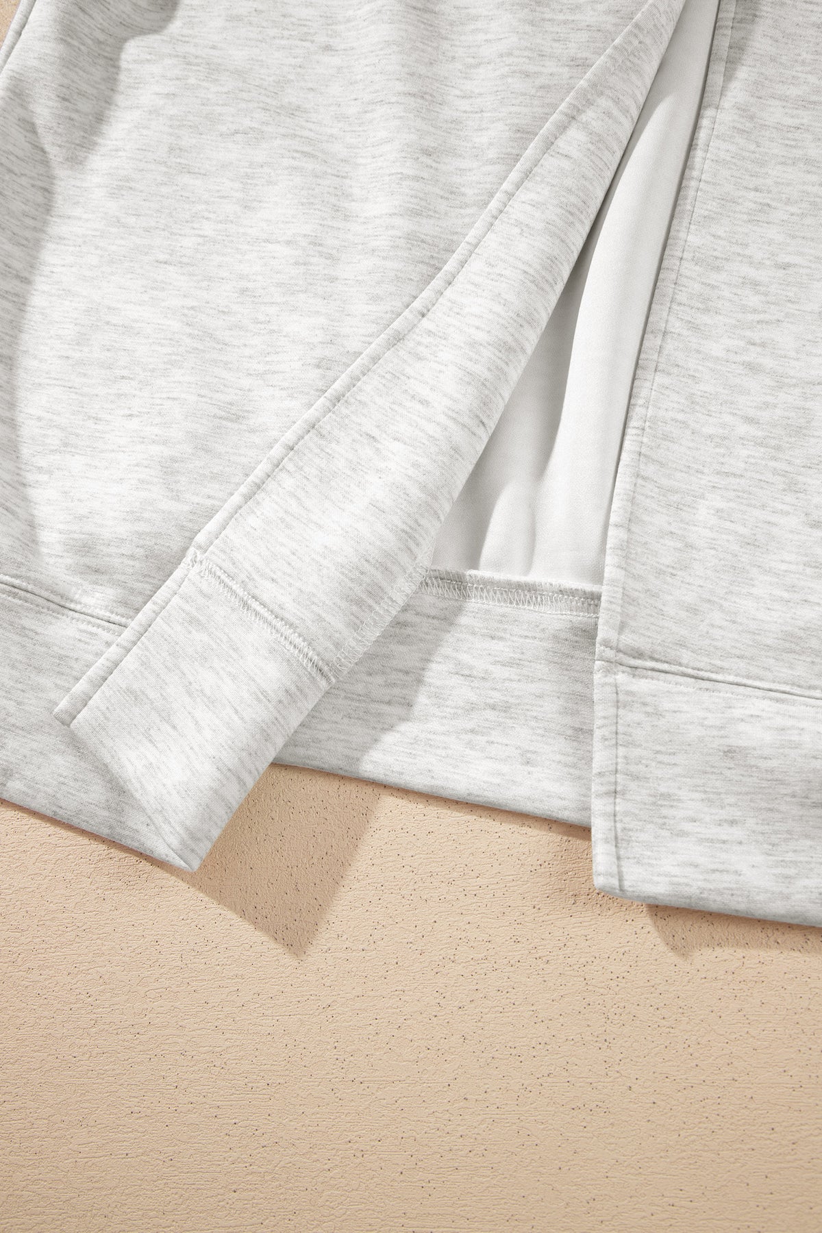 Light Grey Solid Color Zip Front Jacket Style Sweatshirt