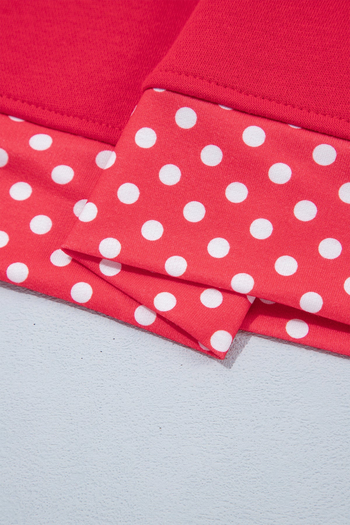 Fiery Red Colorblock Polka Dot Contrast Trim Oversized Sweatshirt