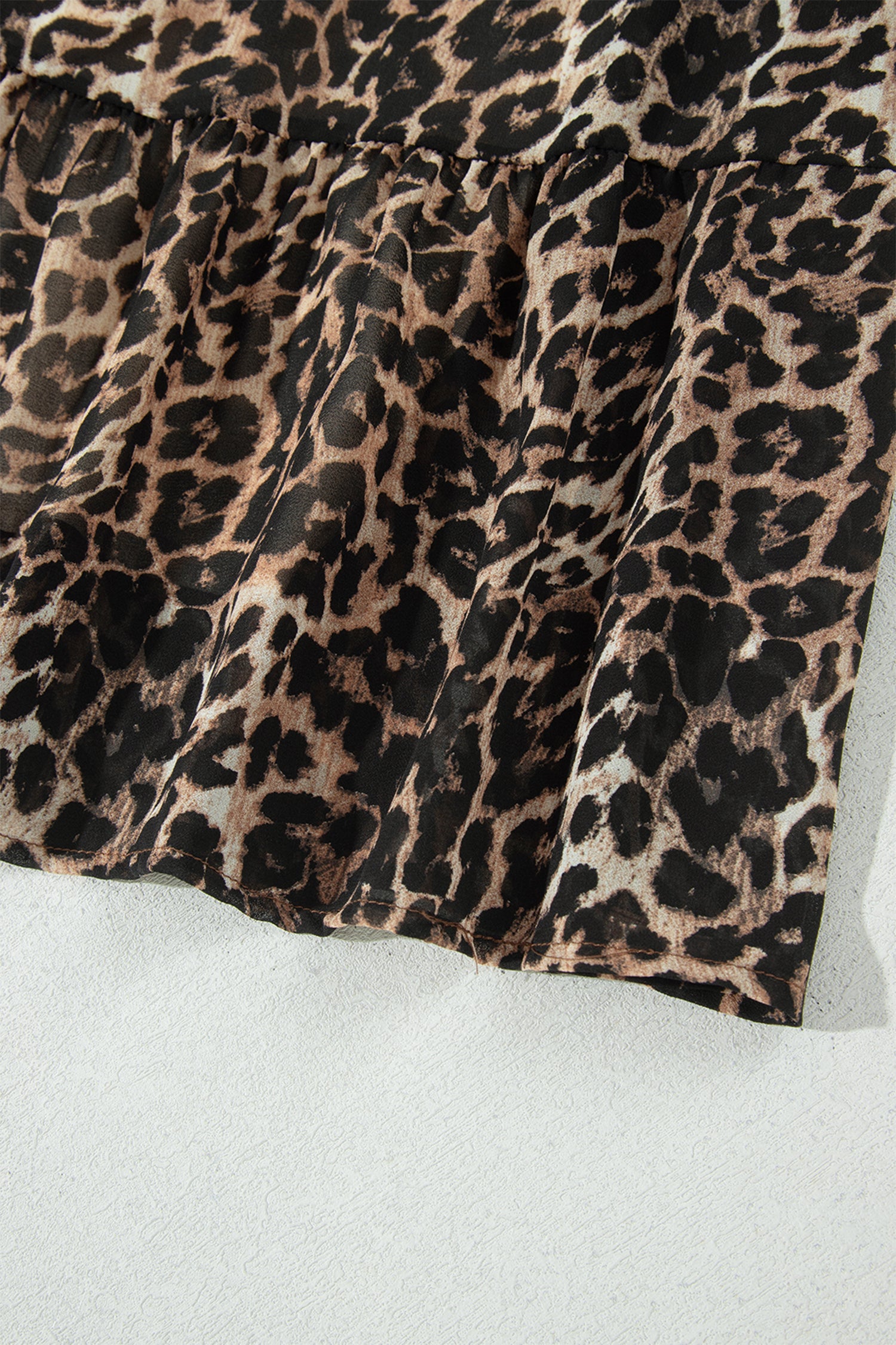 Brown Leopard Print Long Sleeve Short Shift Dress