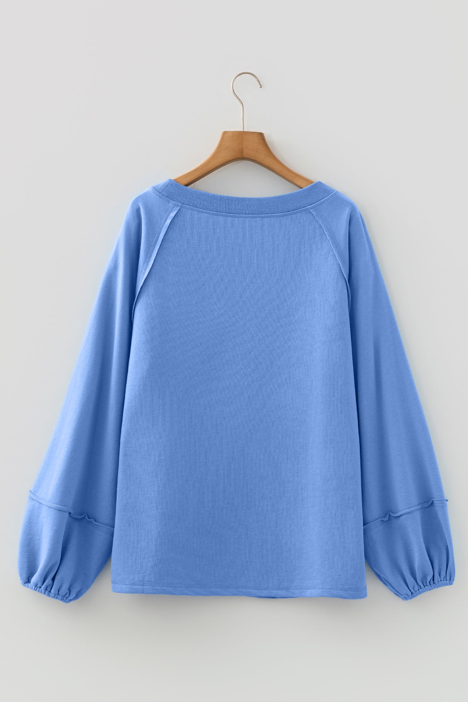 Orchid Petal Solid Color Raw Seam Patchwork Baggy Sweatshirt