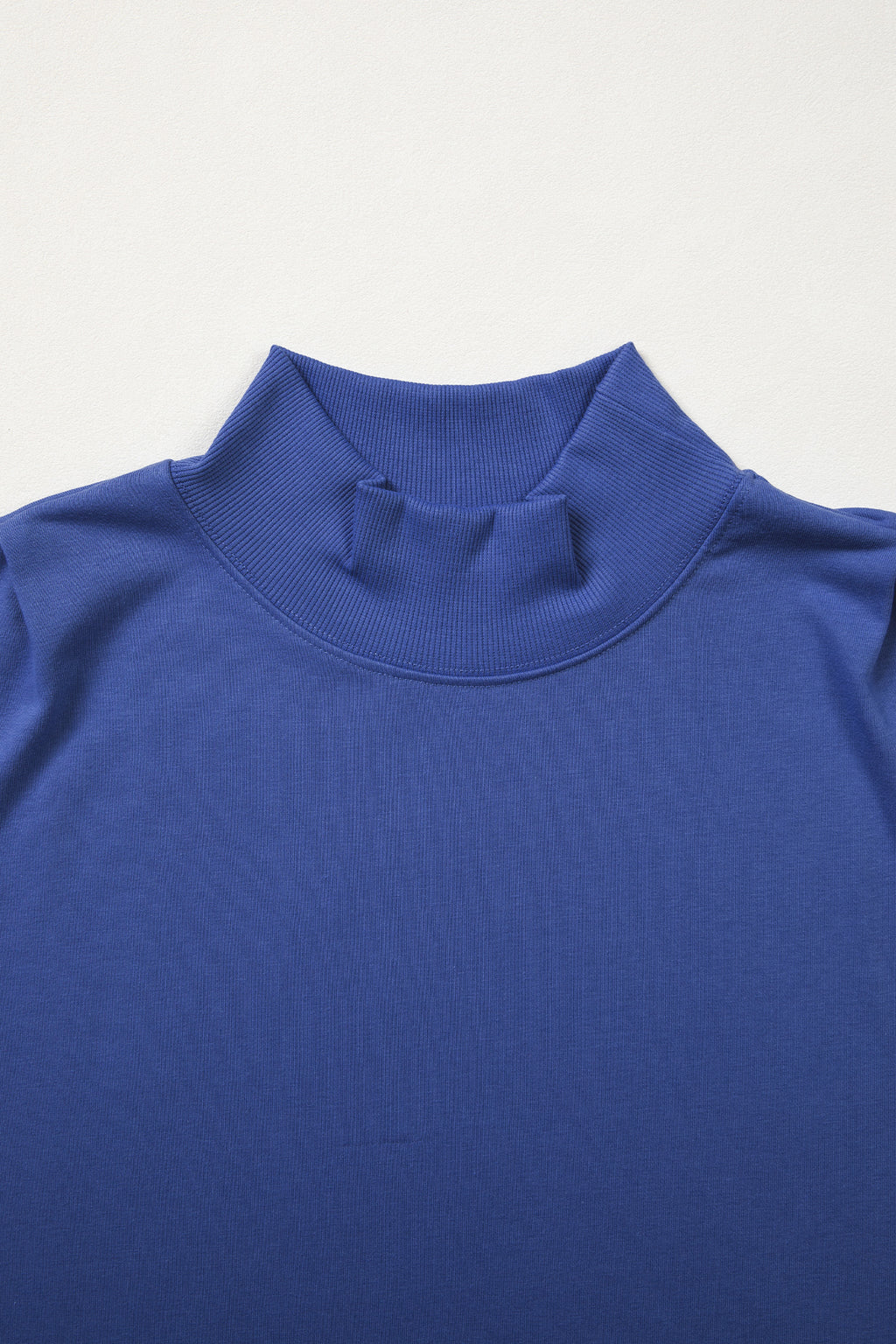Sky Blue Solid Color High Neck Cap Sleeve Loose Top