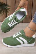 Blackish Green Color Block Patchwork Breathable Lace-up Sneakers