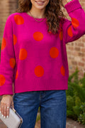Strawberry Pink Playful Cozy Polka Dot Sweater