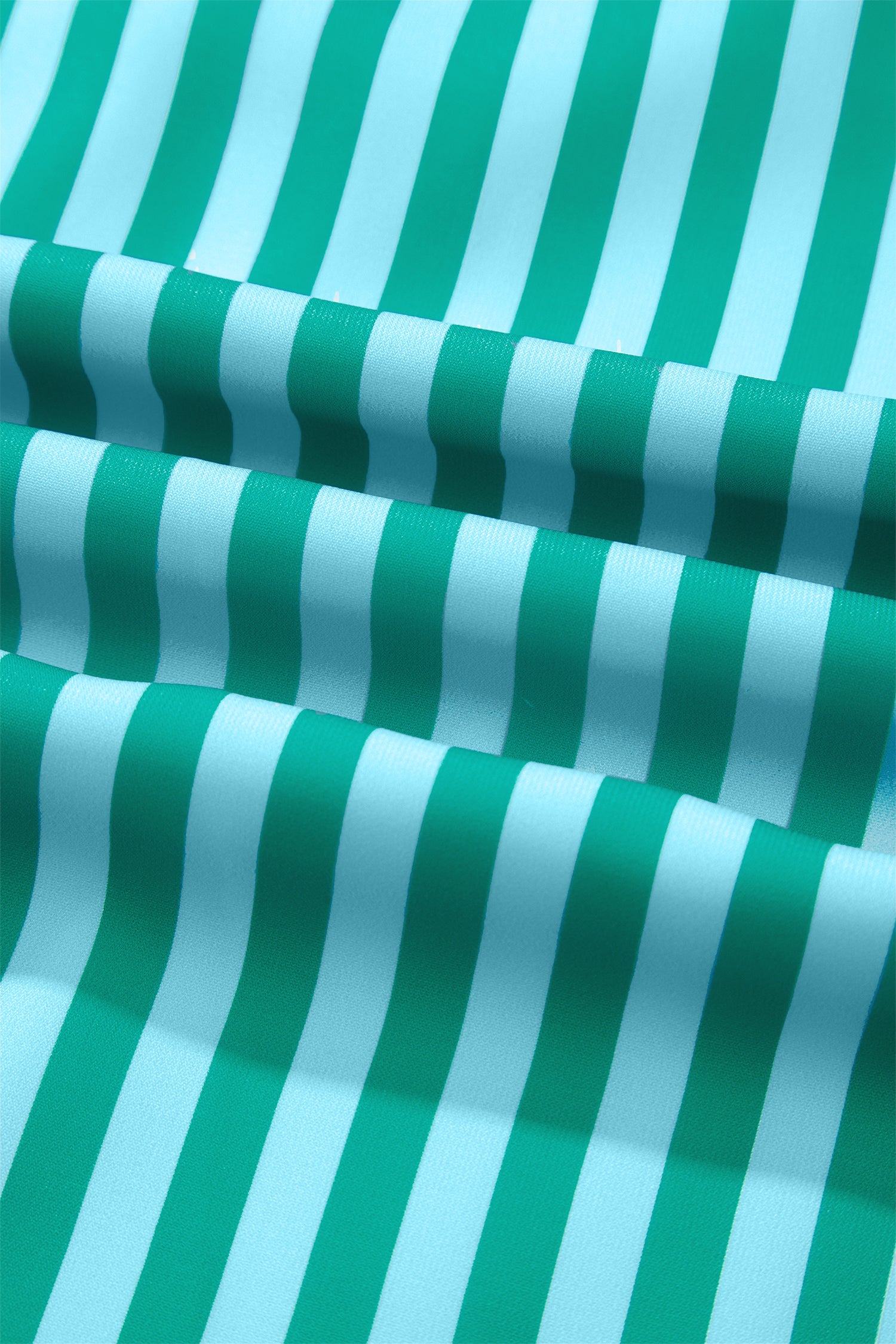 Green Stripe Scalloped Contrast Patchwork Knot Strap Midi Dress