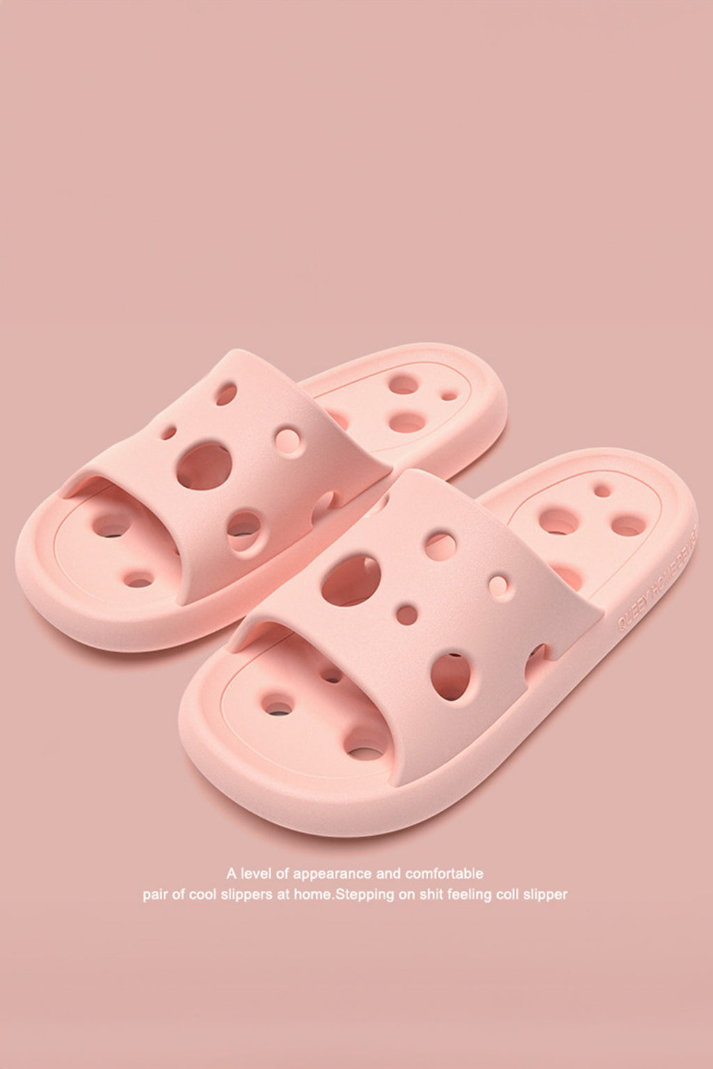 Pink Solid Color Lightweight Hollow Out Slippers