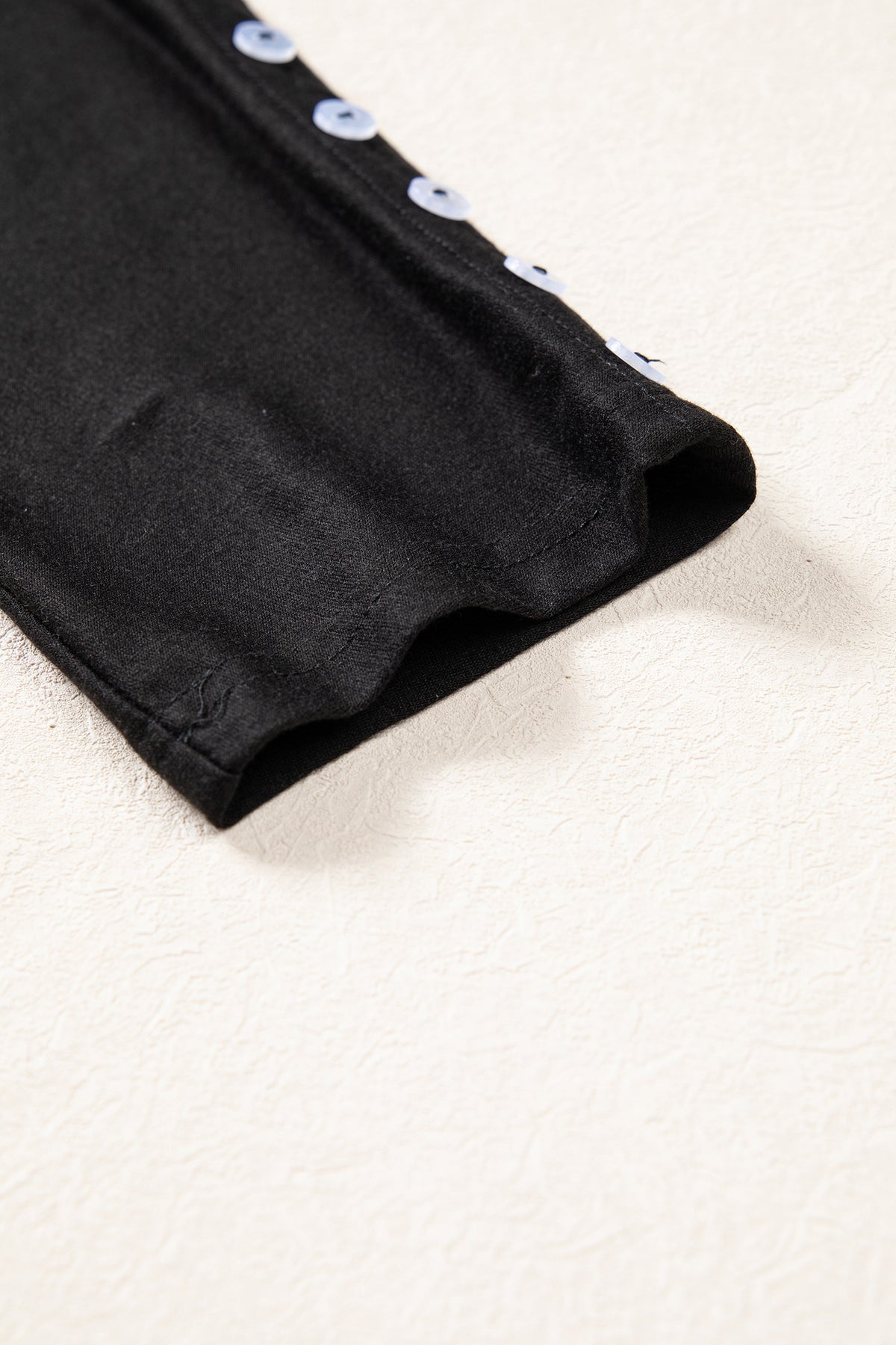 Black 3/4 Sleeve Button Detail Off Shoulder Top