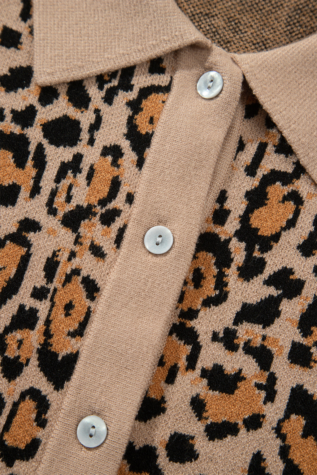 Brown Leopard Print Button-Up Cardigan Long Sleeve Cardigans