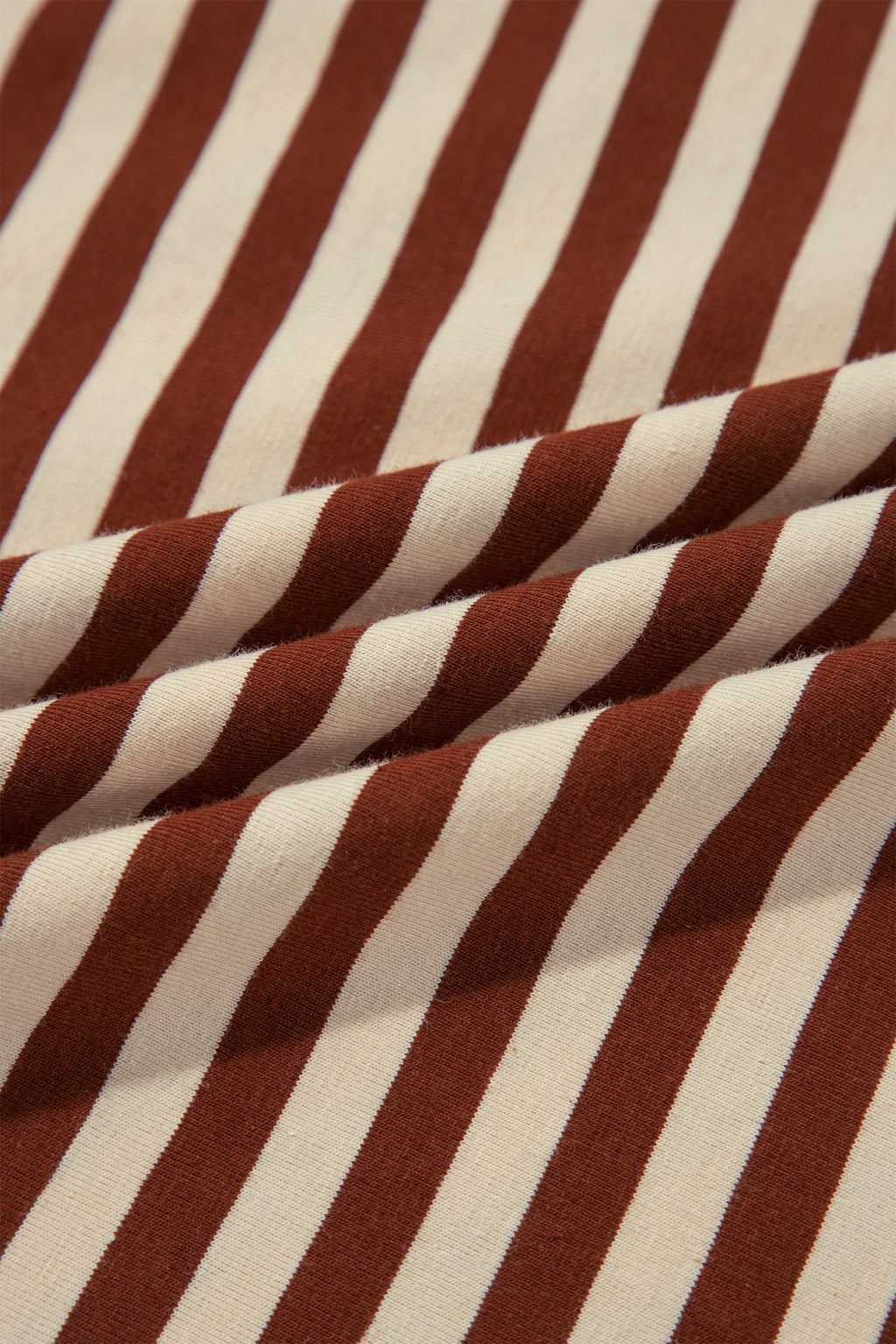 Brown Stripe Striped Colorblock Cuffs Round Neck Long Sleeve Shift Dress