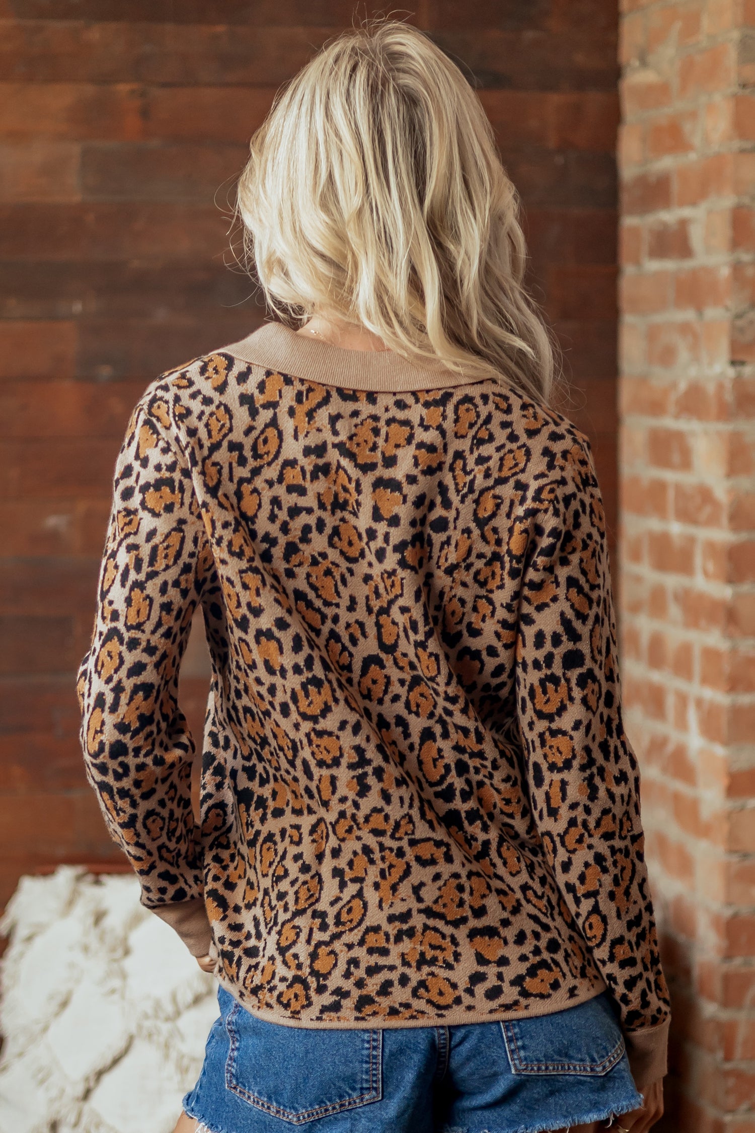 Brown Leopard Print Button-Up Cardigan Long Sleeve Cardigans