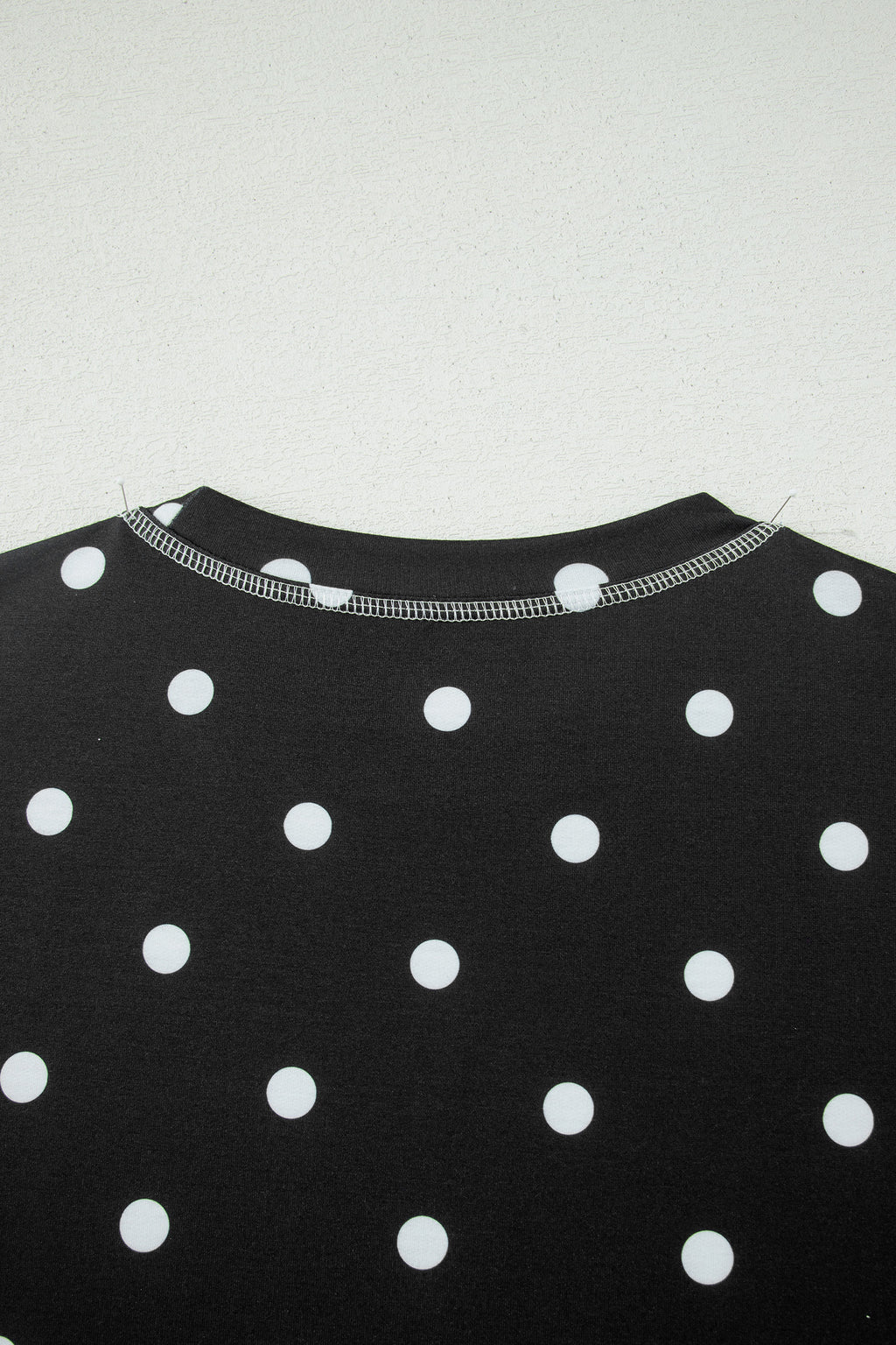 Black Exposed Seam Detail Polka Dot Loose Tee Drawstring Shorts Set