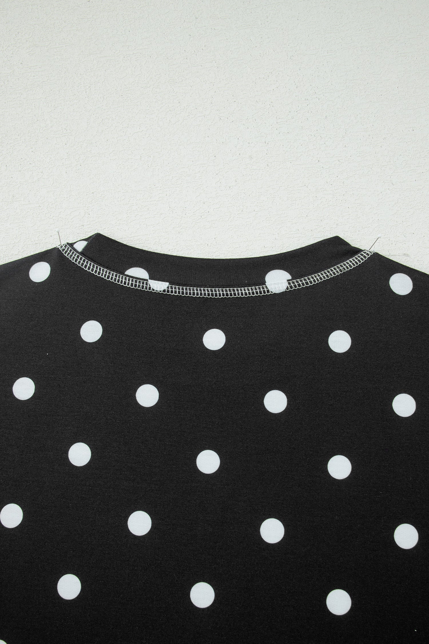 Black Exposed Seam Detail Polka Dot Loose Tee Drawstring Shorts Set