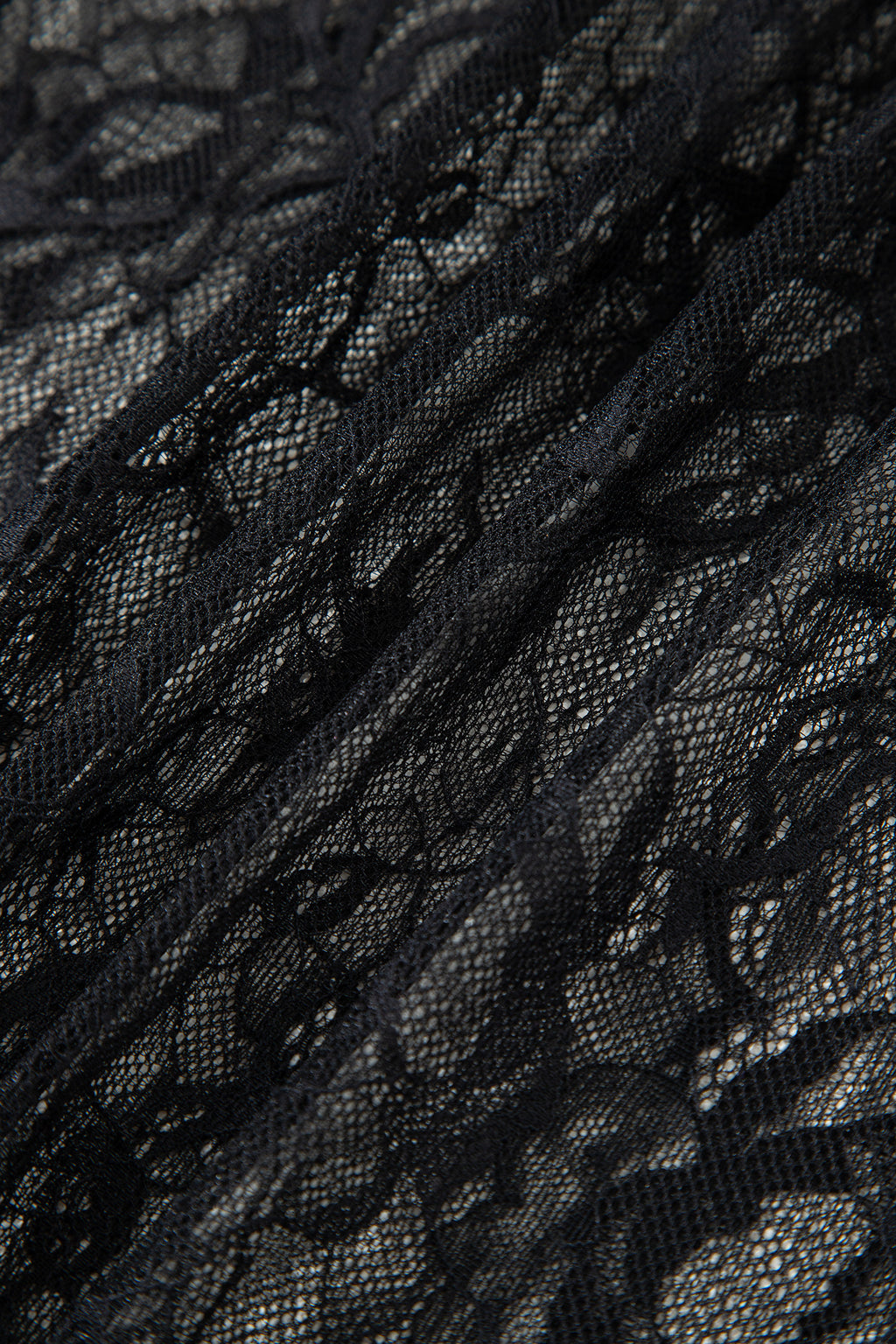 Black Solid Color Sleeveless Sheer Floral Lace Patchwork Long Dress