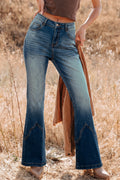 Sail Blue Pocket Detail Flare Leg Jeans