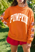 Carrot Sequined Pumpkin Applique Pumpkin Graphic Customized Sweatshirt