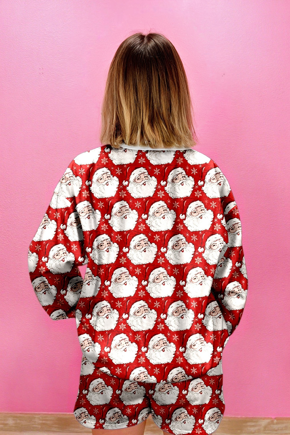 White Ho Ho Ho Christmas Fashion Print 2pcs Lounge Short Set