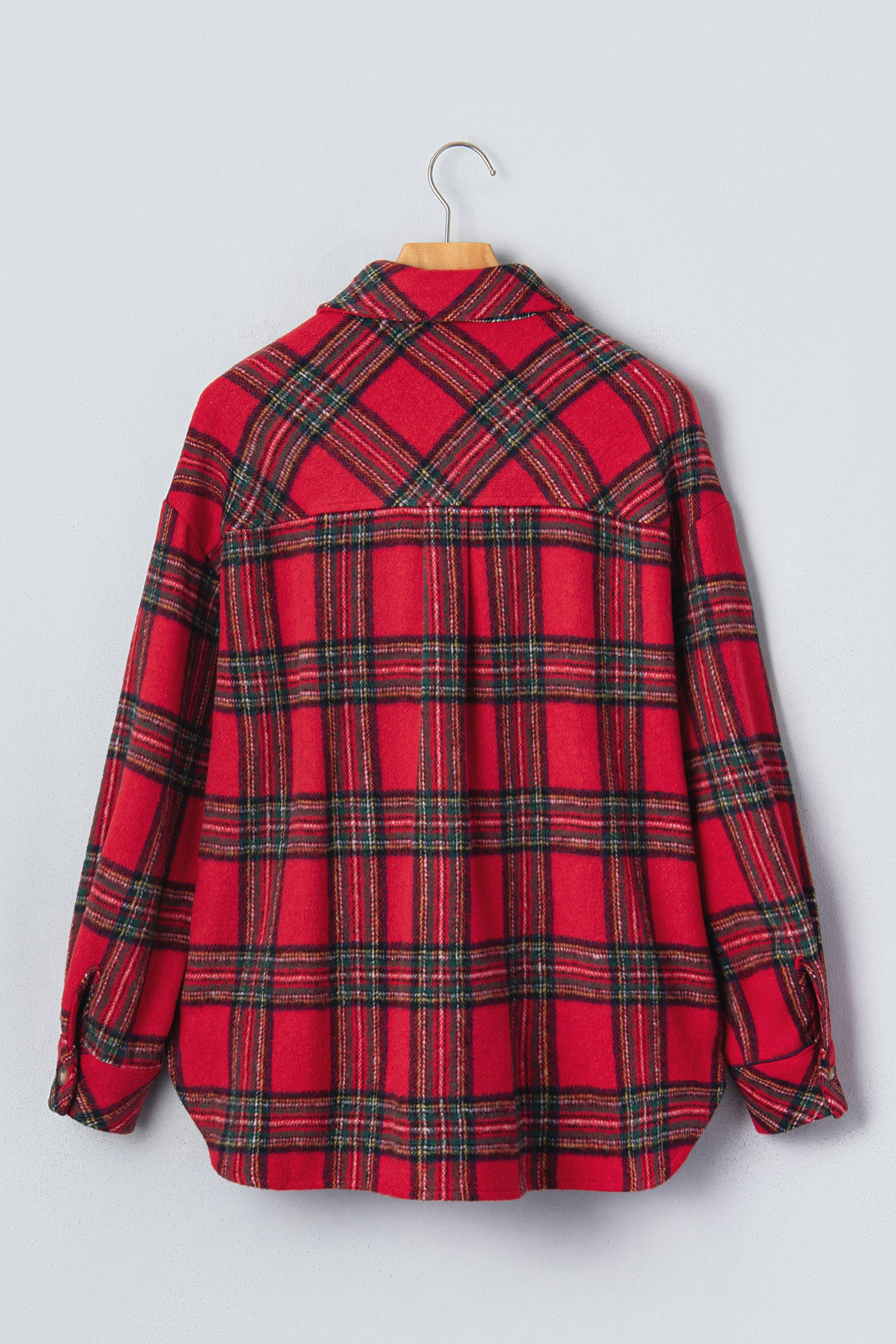 Red Plaid Button Front Shacket