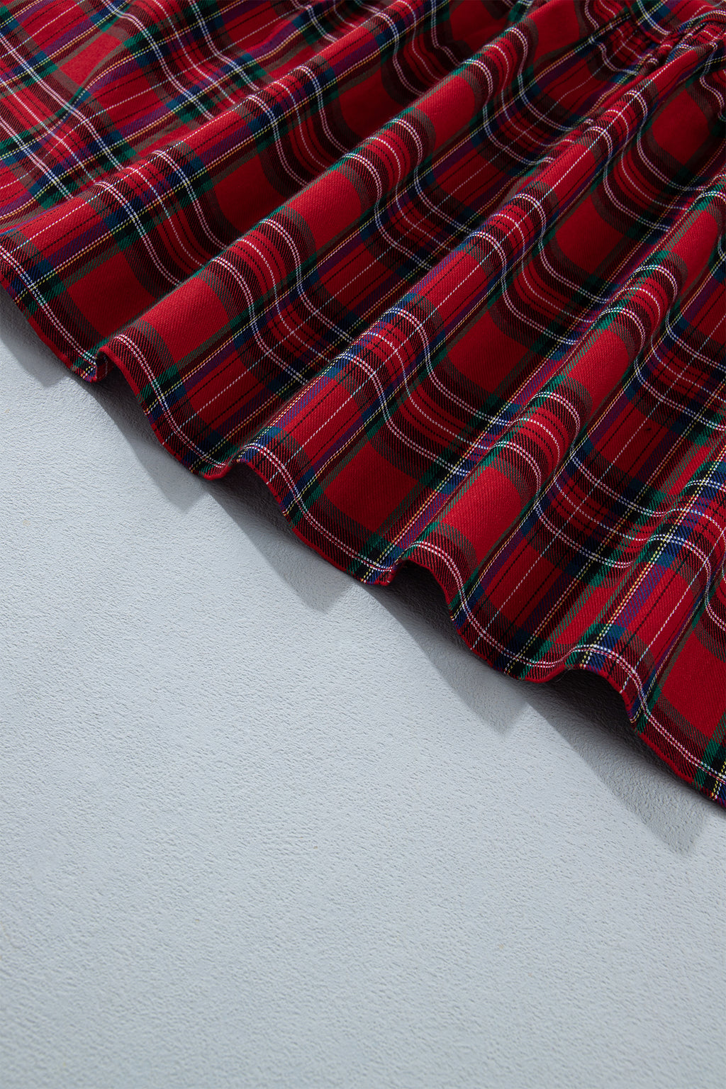 Red Plaid Long Sleeve Mini Shift Silhouette Decoration Dress