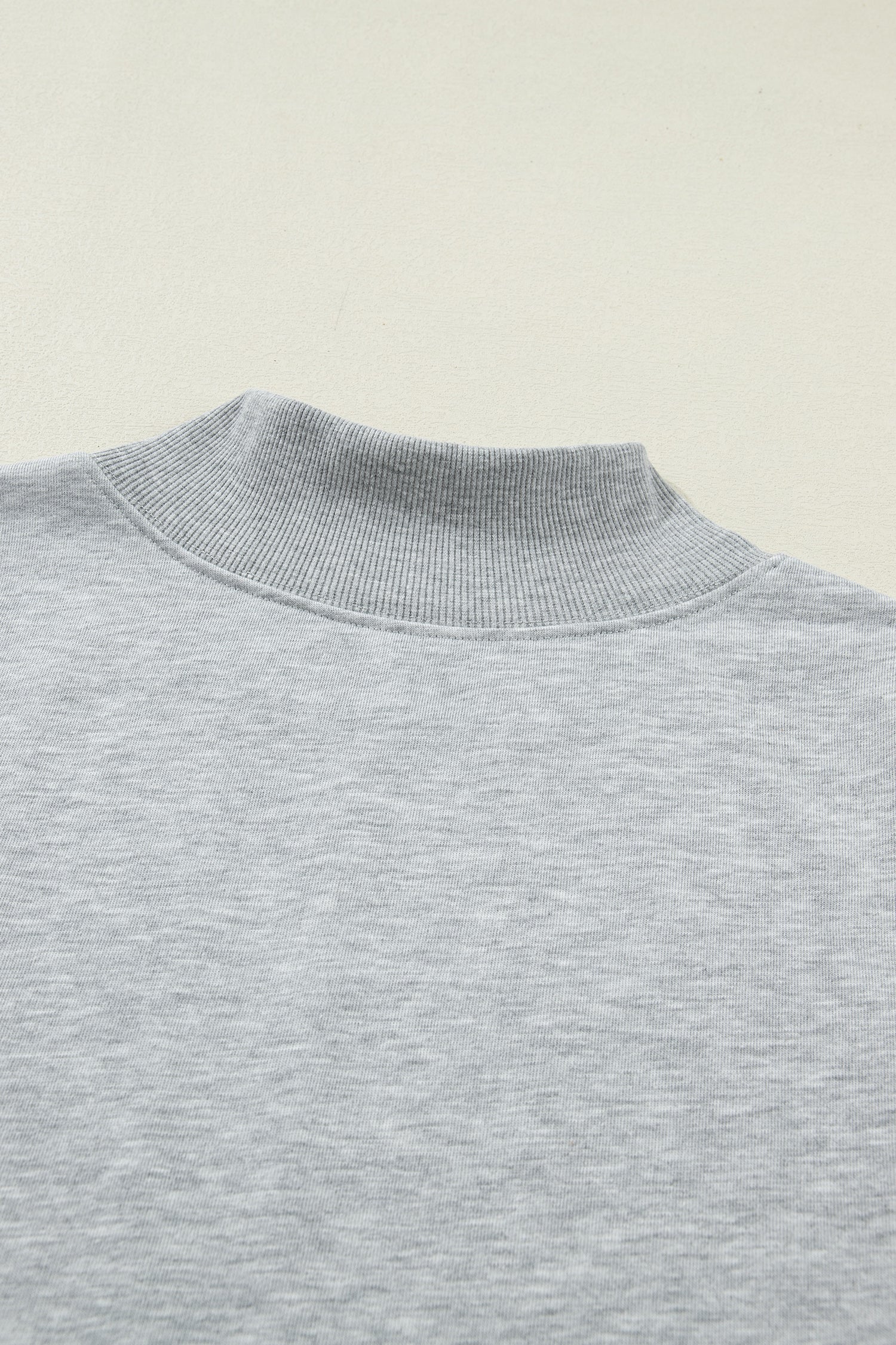 Light Grey Solid Color High Neck Cap Sleeve Loose Top