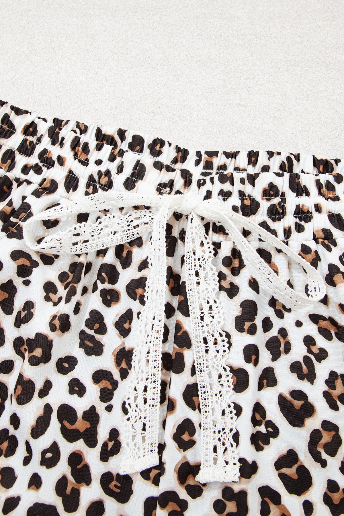Black Leopard Print Ankle-Length Elastic Waist Pants