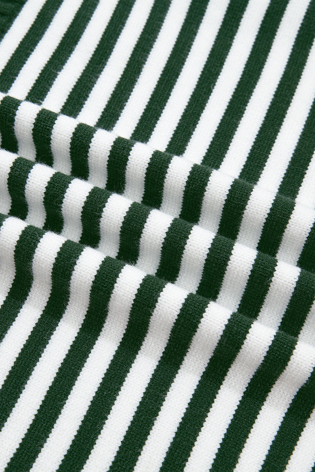 Green Stripe Striped Button Placket Drop Shoulder Long Sleeve Sweater